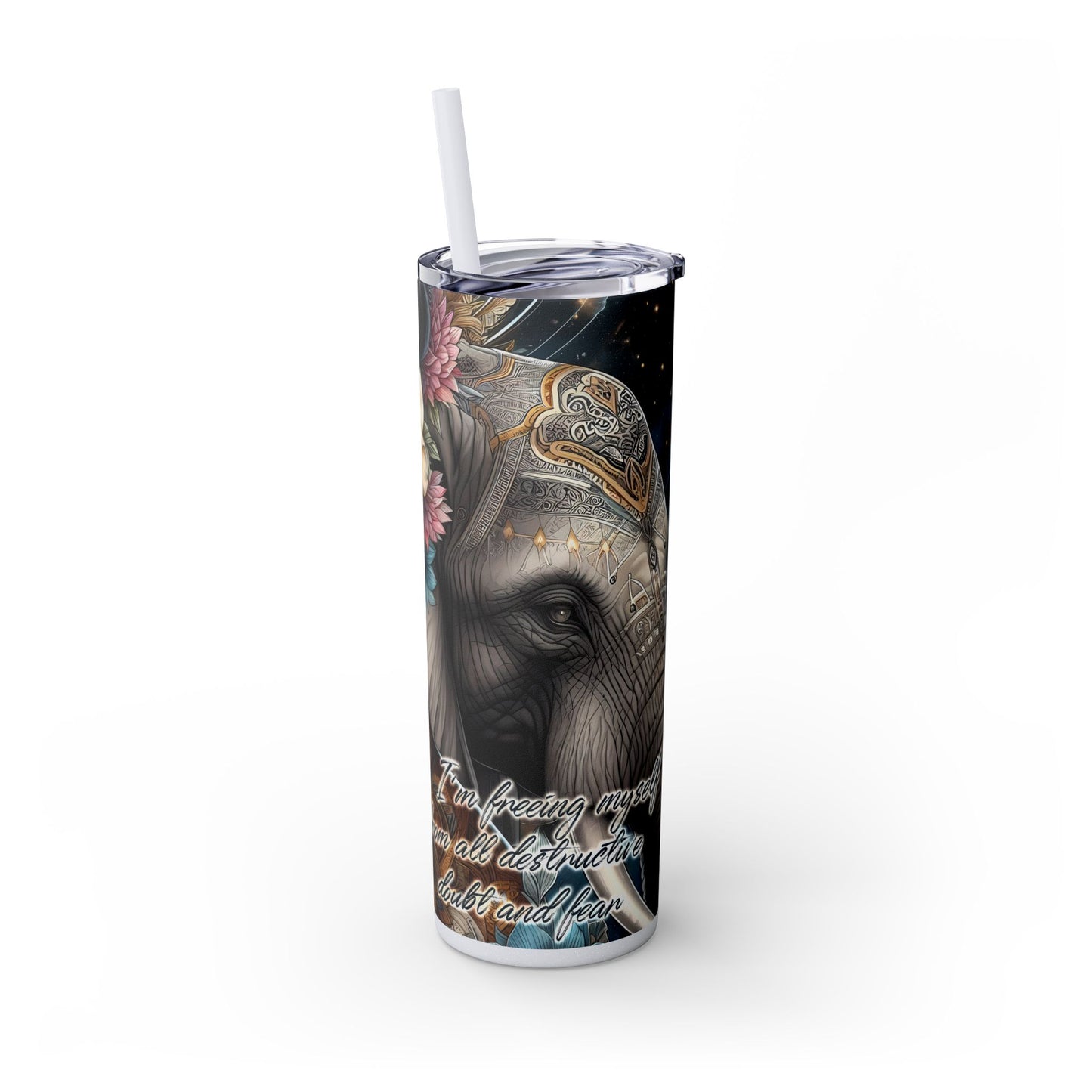 Im freeing myself from doubt and fear-Affirmation Art Skinny Tumbler - 20oz with Straw