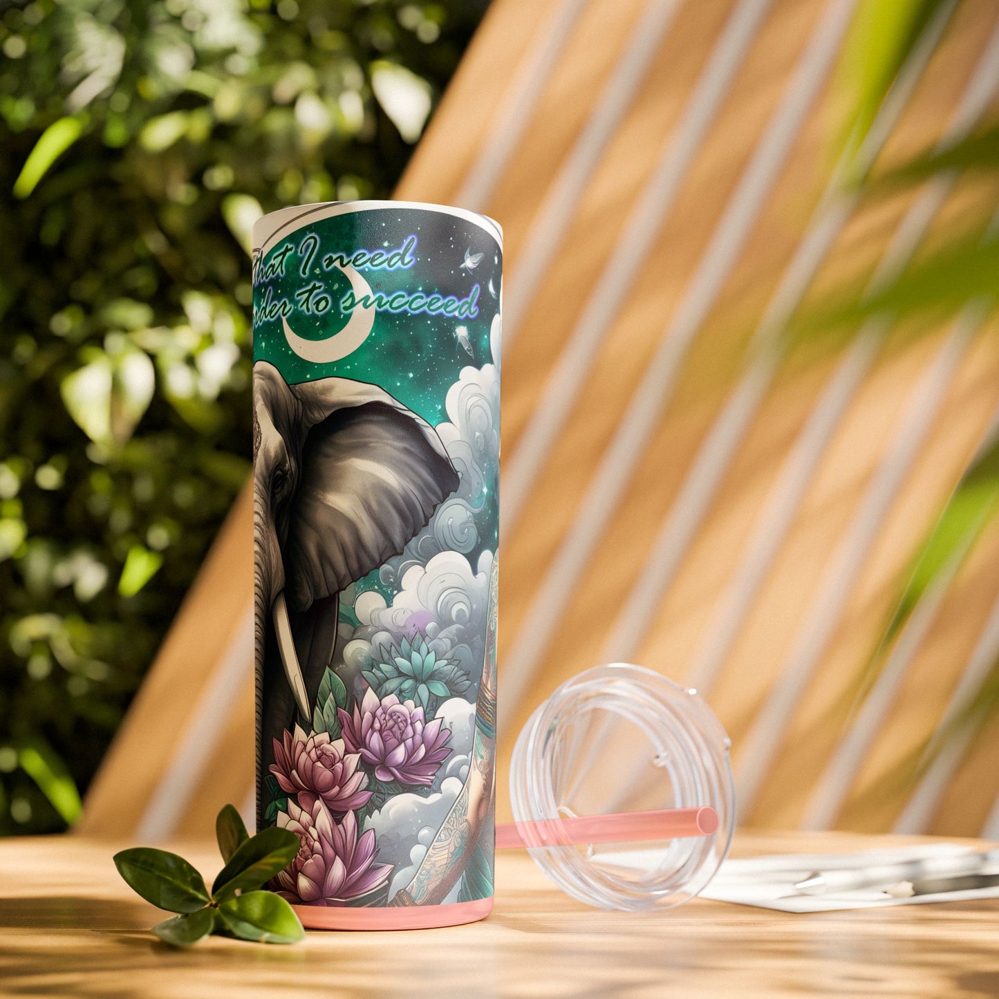 I have all that i need to succeed-Affirmation Art Skinny Tumbler - 20oz with Straw