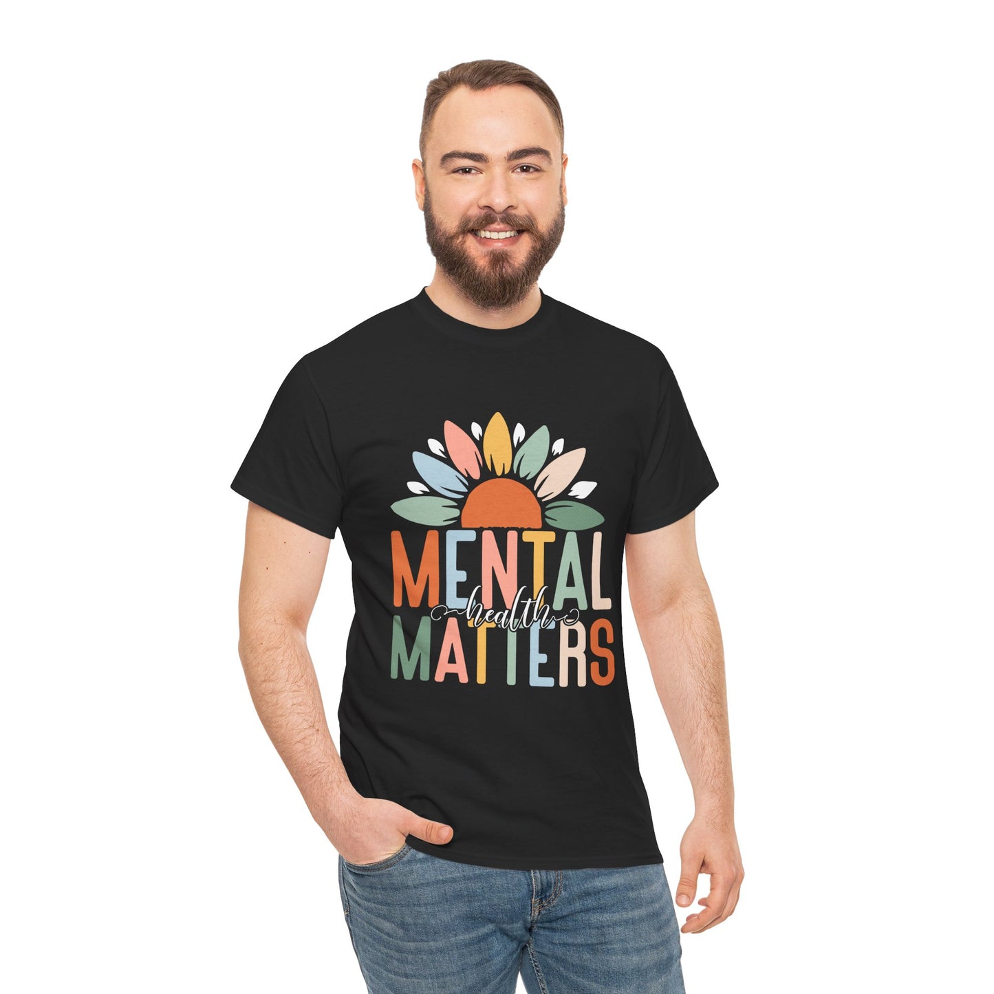 Mental Health Matters-Sunflower Design-Heavy Cotton Tee