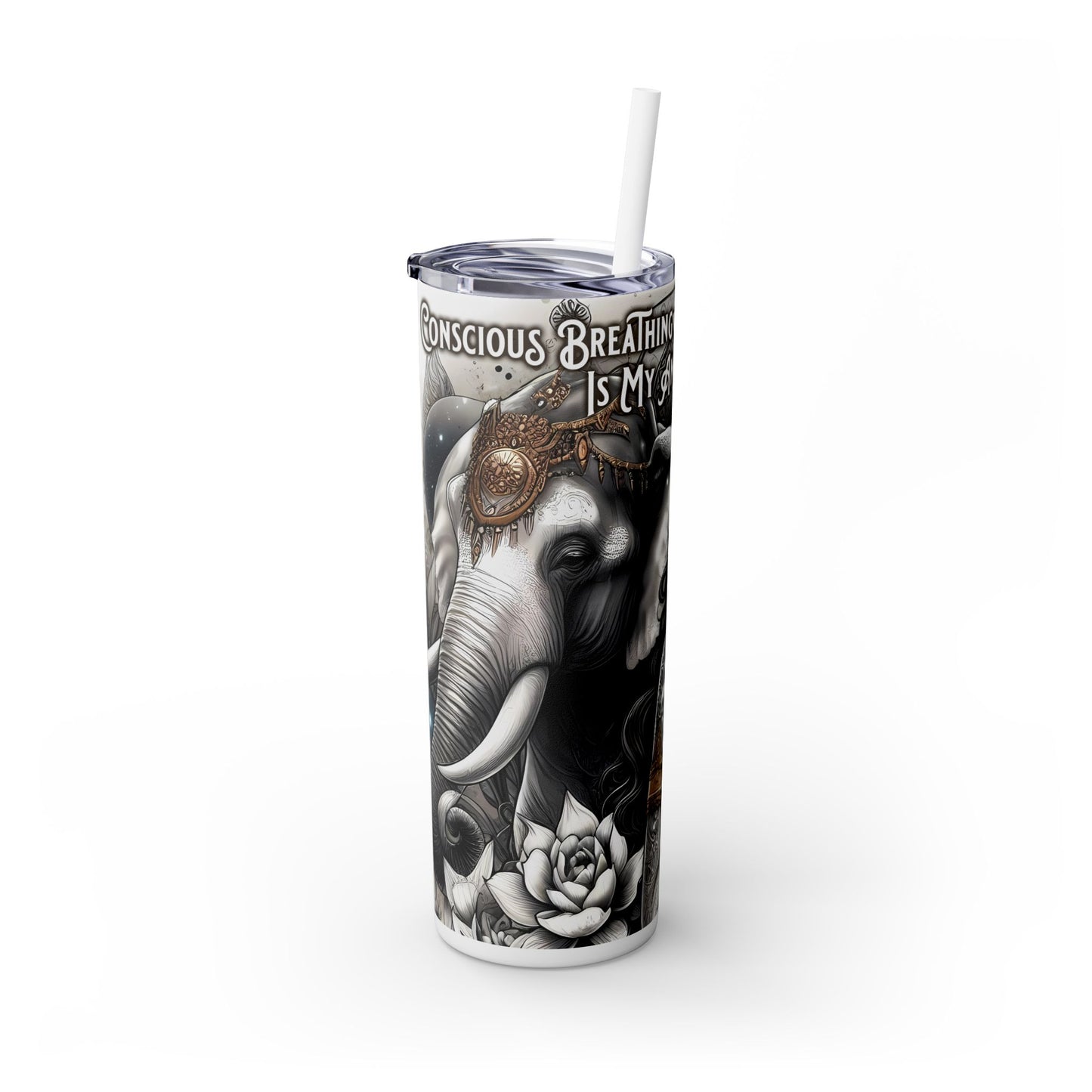 Conscious breathing is my anchor-Affirmation Art Skinny Tumbler - 20oz with Straw