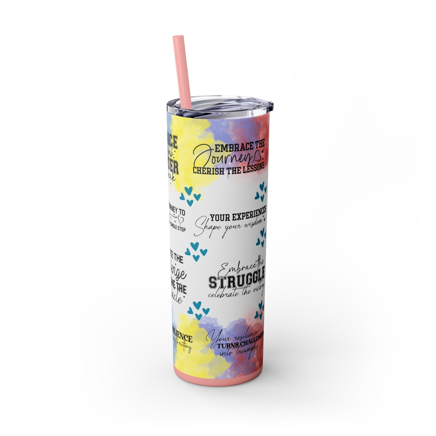 Embrace the Challenge-Bohemian Art Skinny Tumbler - 20oz with Straw, Inspirational Quote