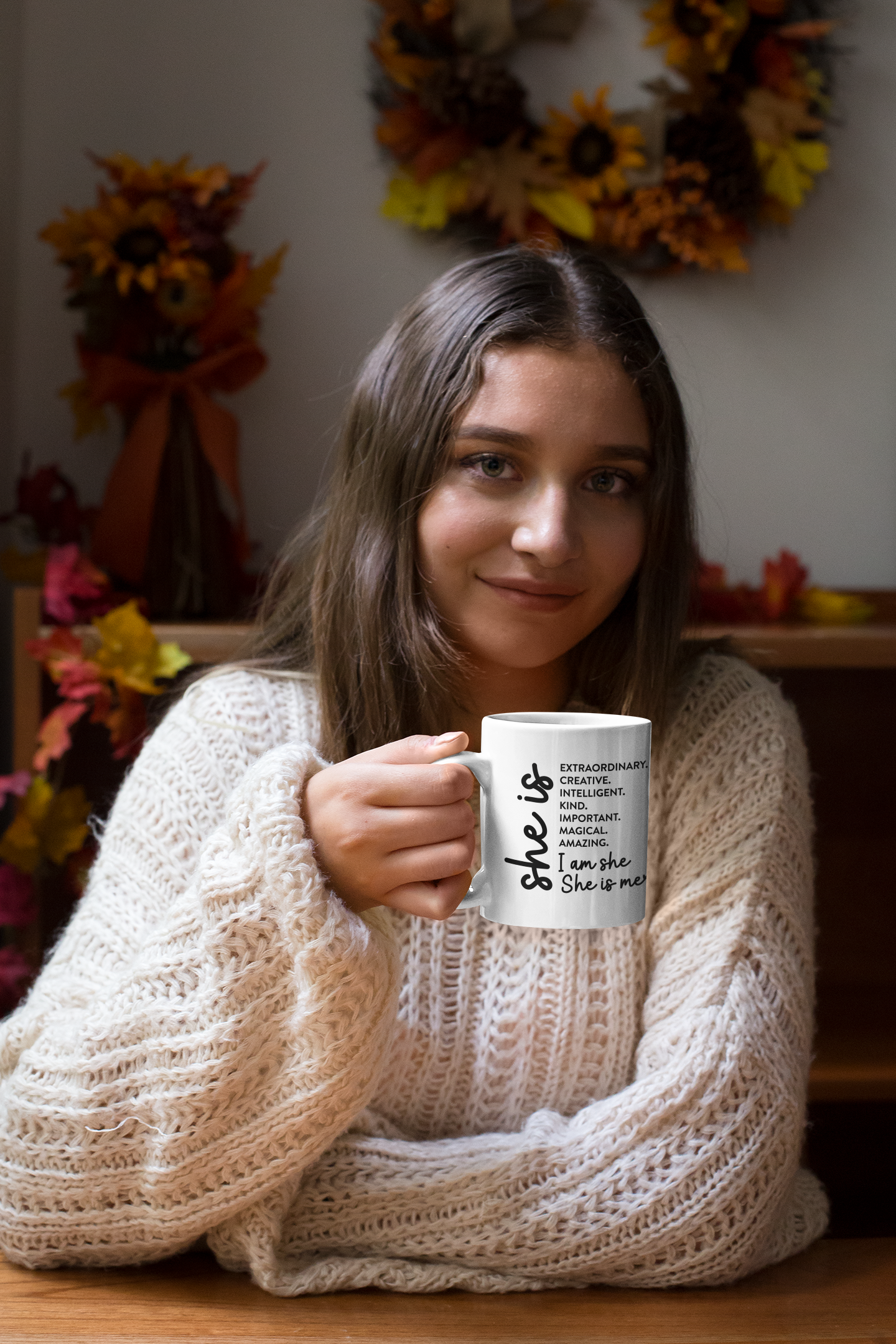 Empowering Affirmation Mug - She is Extraordinary, Creative, Kind - 11oz Ceramic Coffee Cup