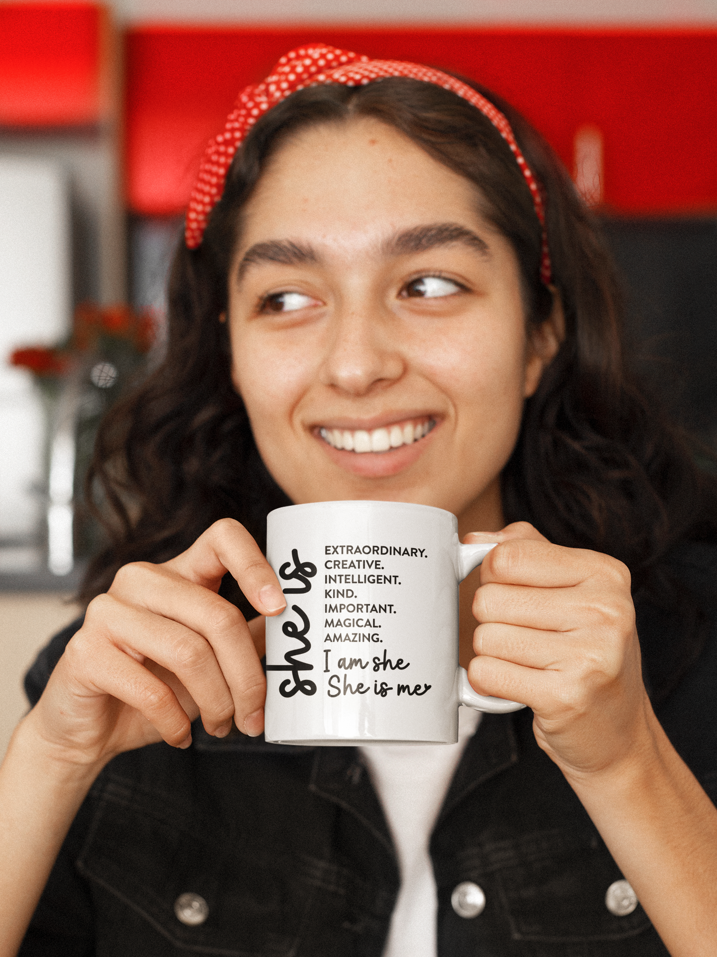 Empowering Affirmation Mug - She is Extraordinary, Creative, Kind - 11oz Ceramic Coffee Cup