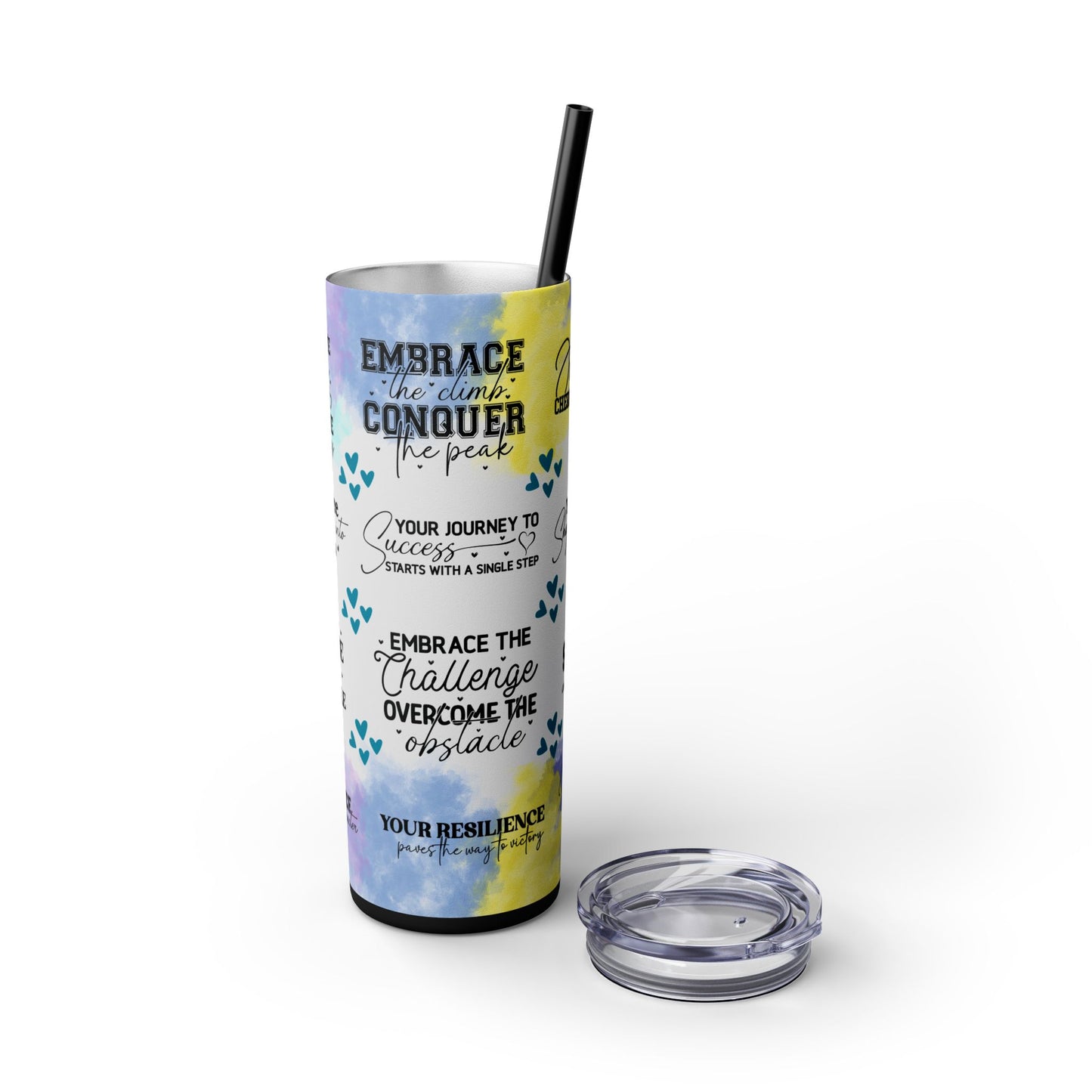 Embrace the Challenge-Bohemian Art Skinny Tumbler - 20oz with Straw, Inspirational Quote