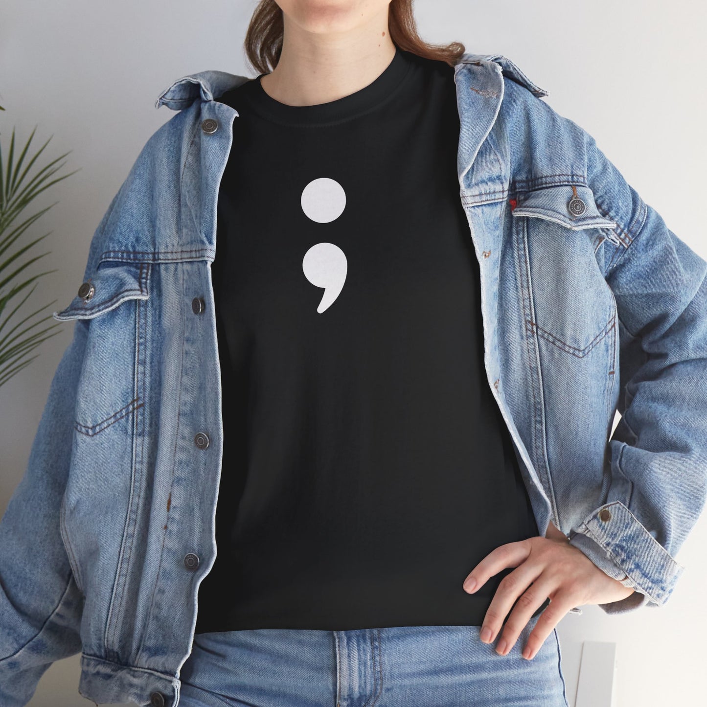 Semi Colon-Suicide Prevention Awareness-Heavy Cotton Tee