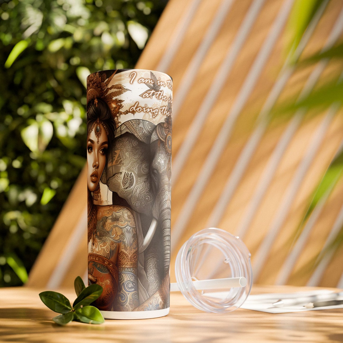 Im in the right place doing the right thing-Affirmation Art Skinny Tumbler - 20oz with Straw