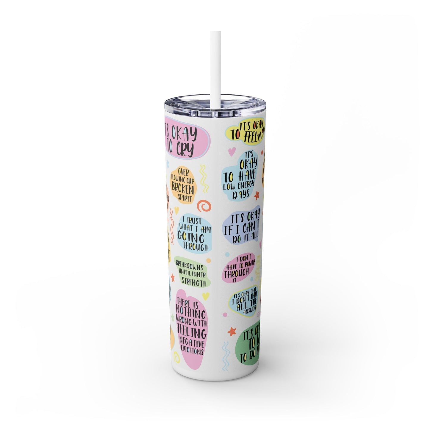 My Mental Breakdown Cup-Bohemian Art Skinny Tumbler - 20oz with Straw, Inspirational Quote
