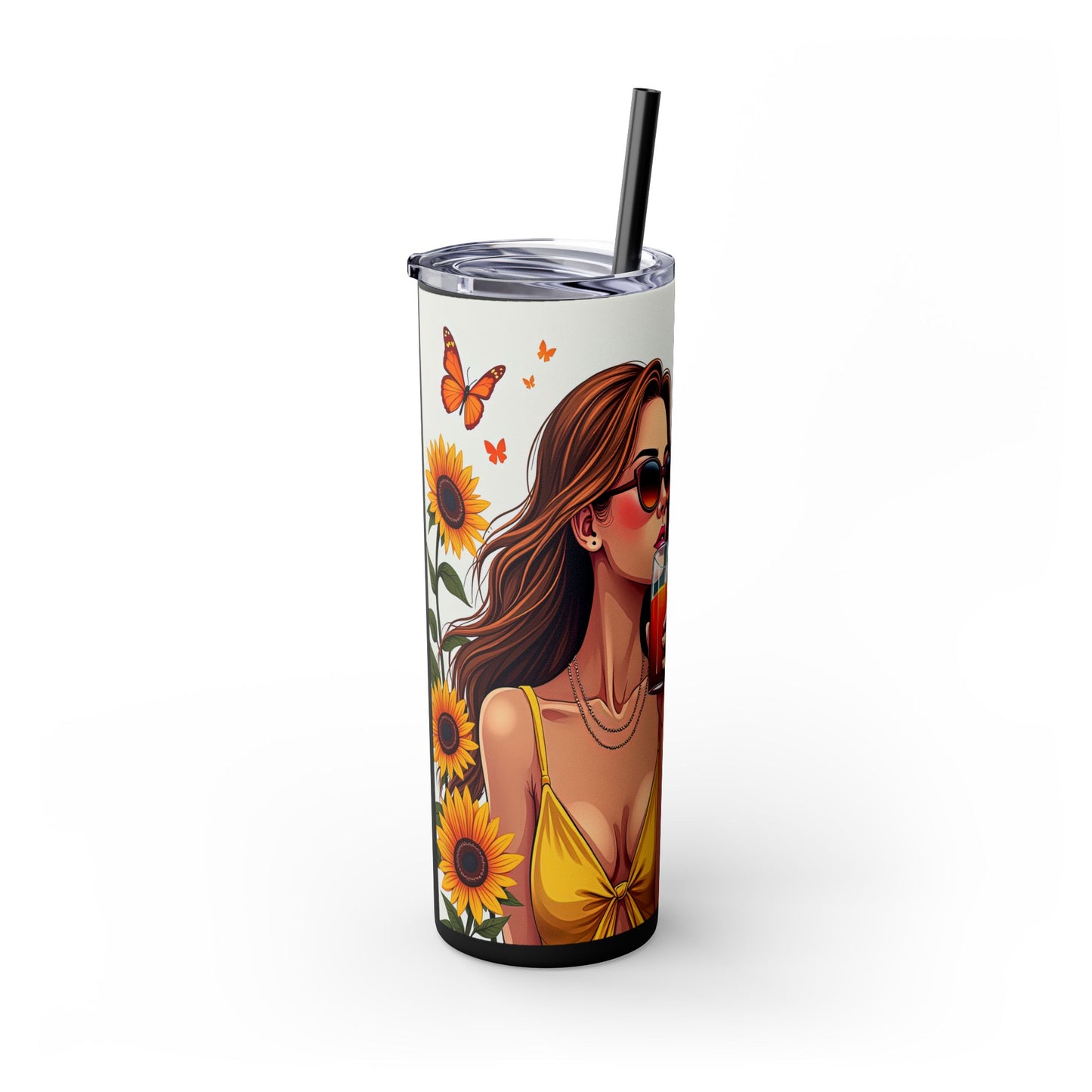 Self Love is Super Power-Bohemian Art Skinny Tumbler - 20oz with Straw, Inspirational Quote