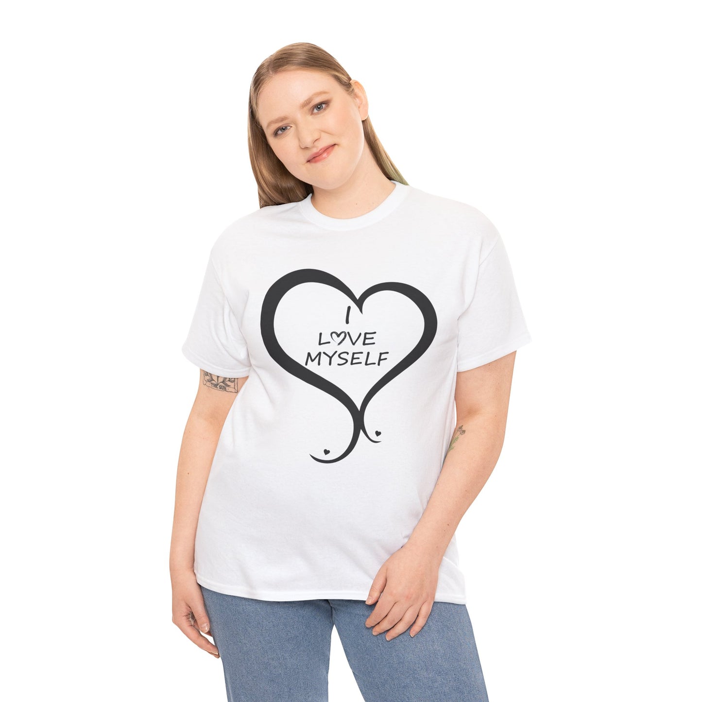Inspirational Unisex Heavy Cotton Tee - 'I Love Myself'