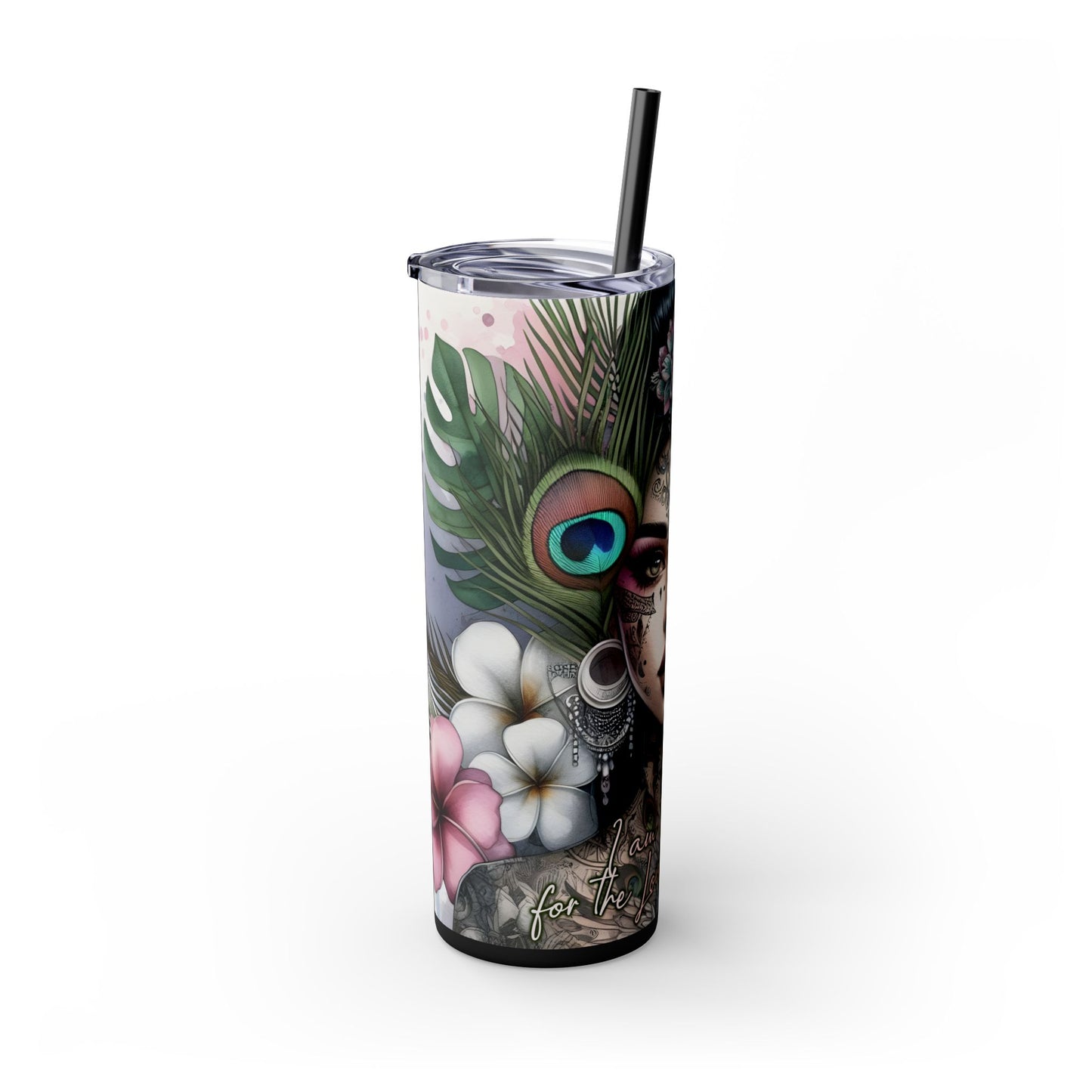 Im Thankful for thelove in my life -Affirmation Art Skinny Tumbler - 20oz with Straw