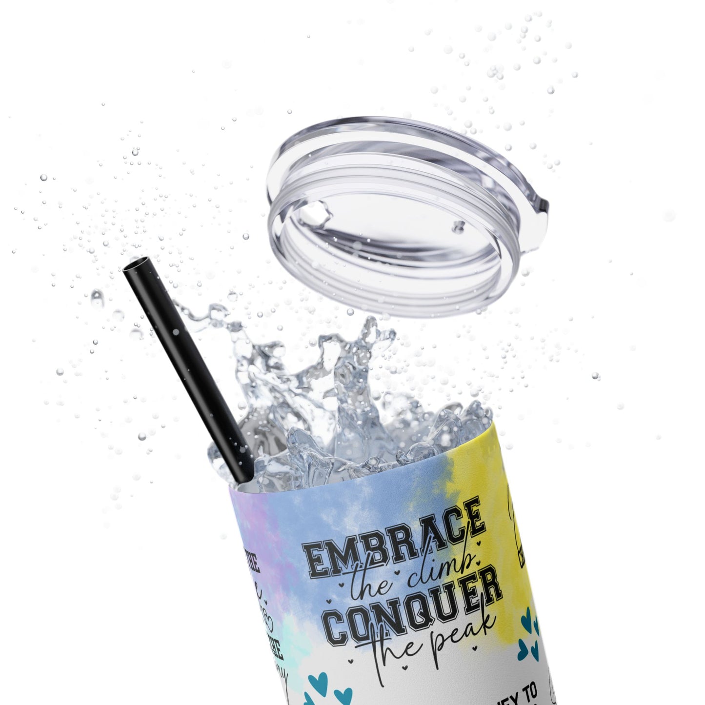 Embrace the Challenge-Bohemian Art Skinny Tumbler - 20oz with Straw, Inspirational Quote