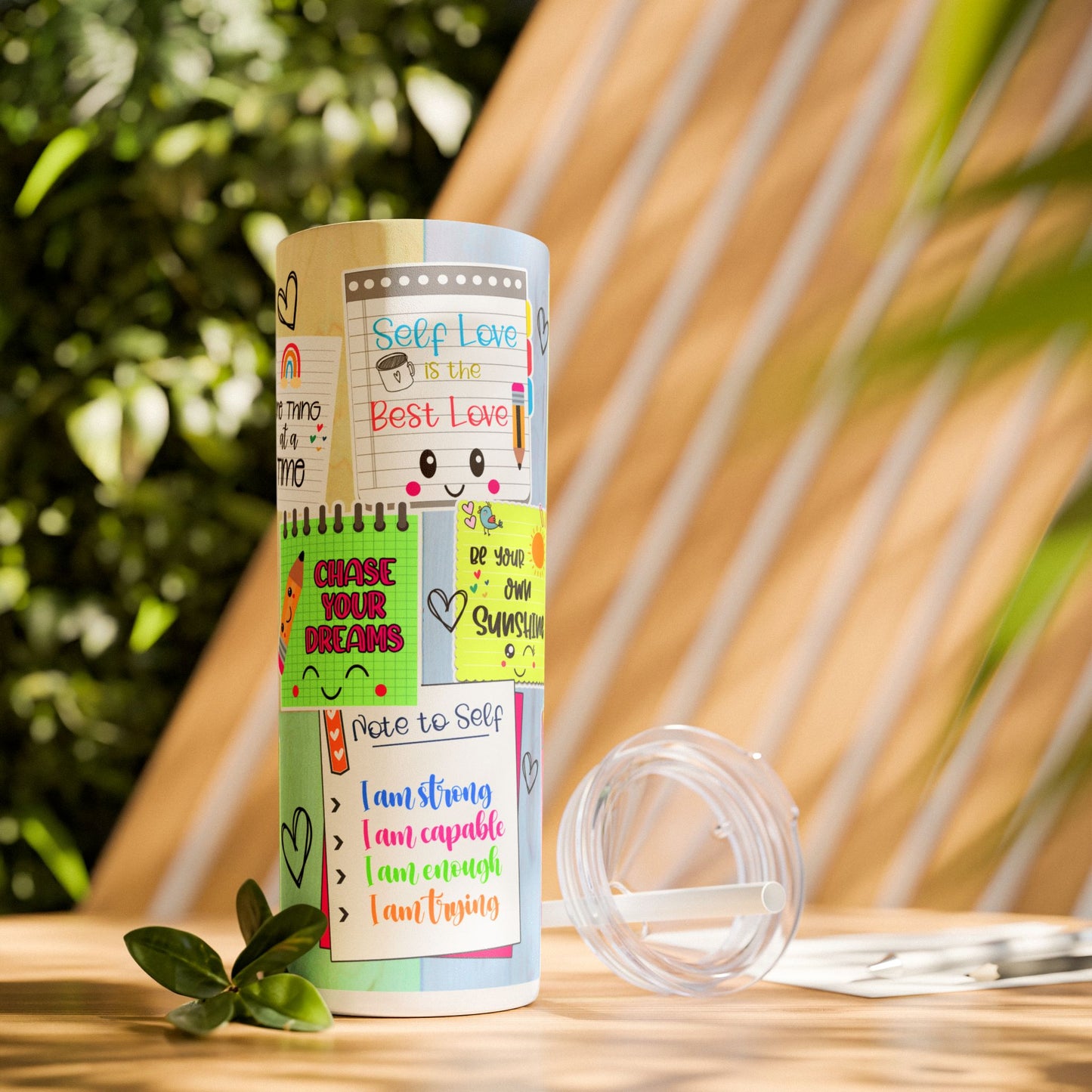 Chase Your Dreams- Self Love Skinny Tumbler with Straw, 20oz