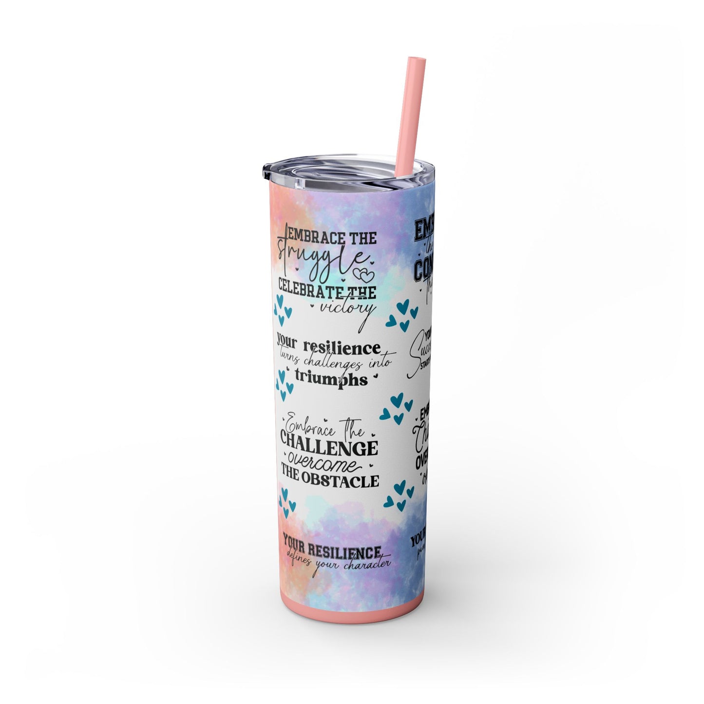 Embrace the Challenge-Bohemian Art Skinny Tumbler - 20oz with Straw, Inspirational Quote