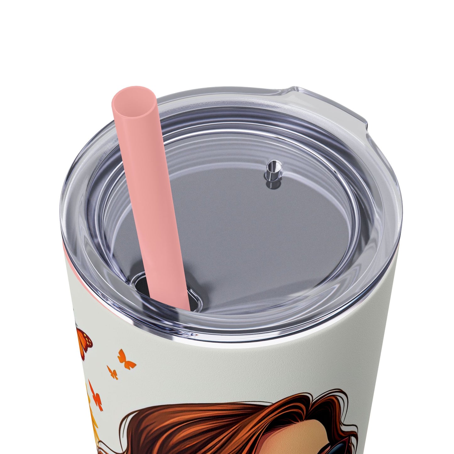 Self Love is Super Power-Bohemian Art Skinny Tumbler - 20oz with Straw, Inspirational Quote