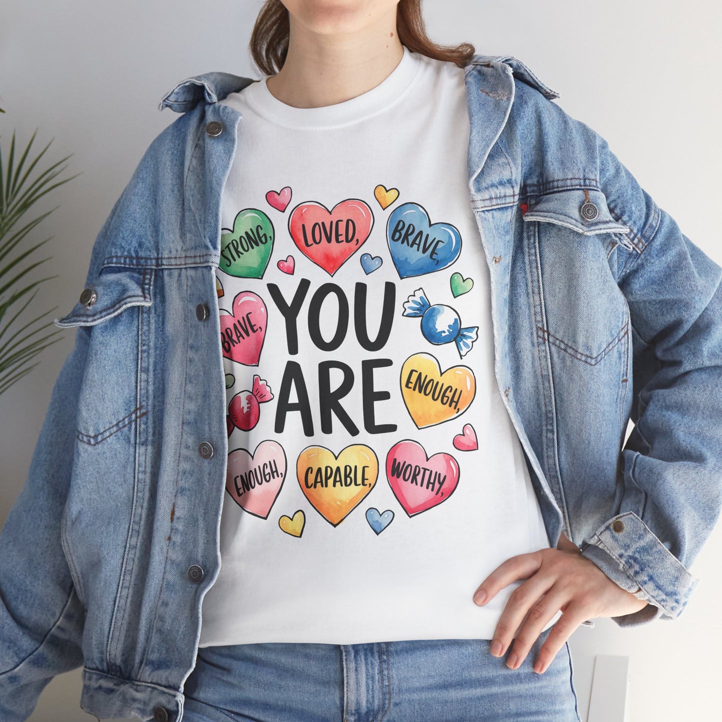 Self Love Inspirational Unisex Heavy Cotton Tee-You are Loved, Strong, Enough
