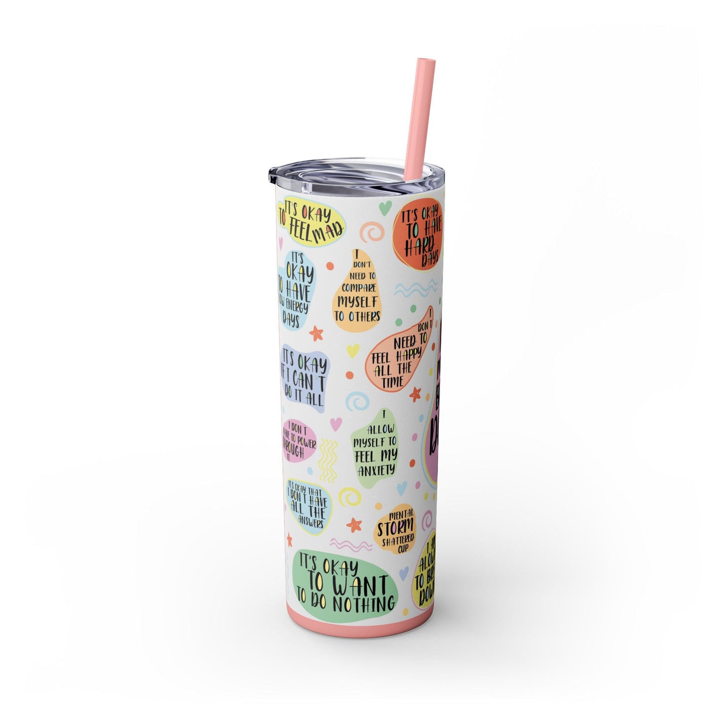 My Mental Breakdown Cup-Bohemian Art Skinny Tumbler - 20oz with Straw, Inspirational Quote