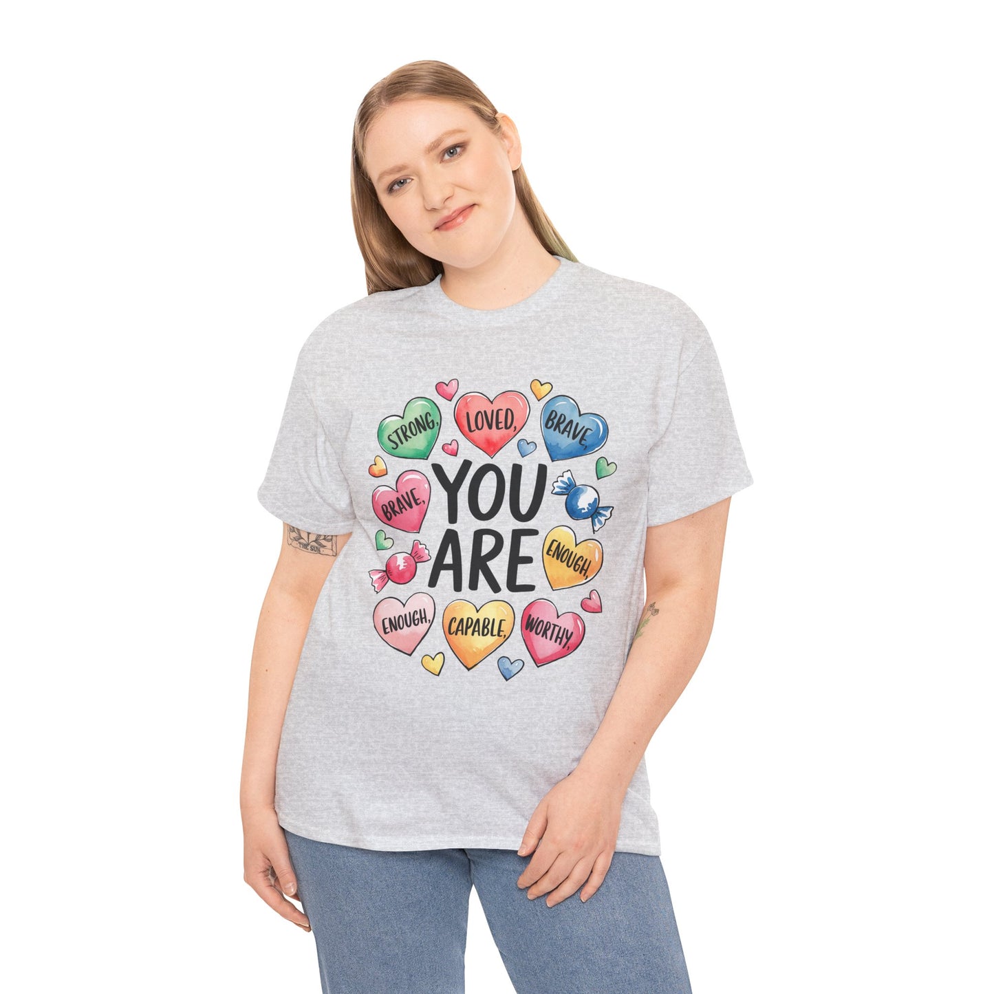 Self Love Inspirational Unisex Heavy Cotton Tee-You are Loved, Strong, Enough