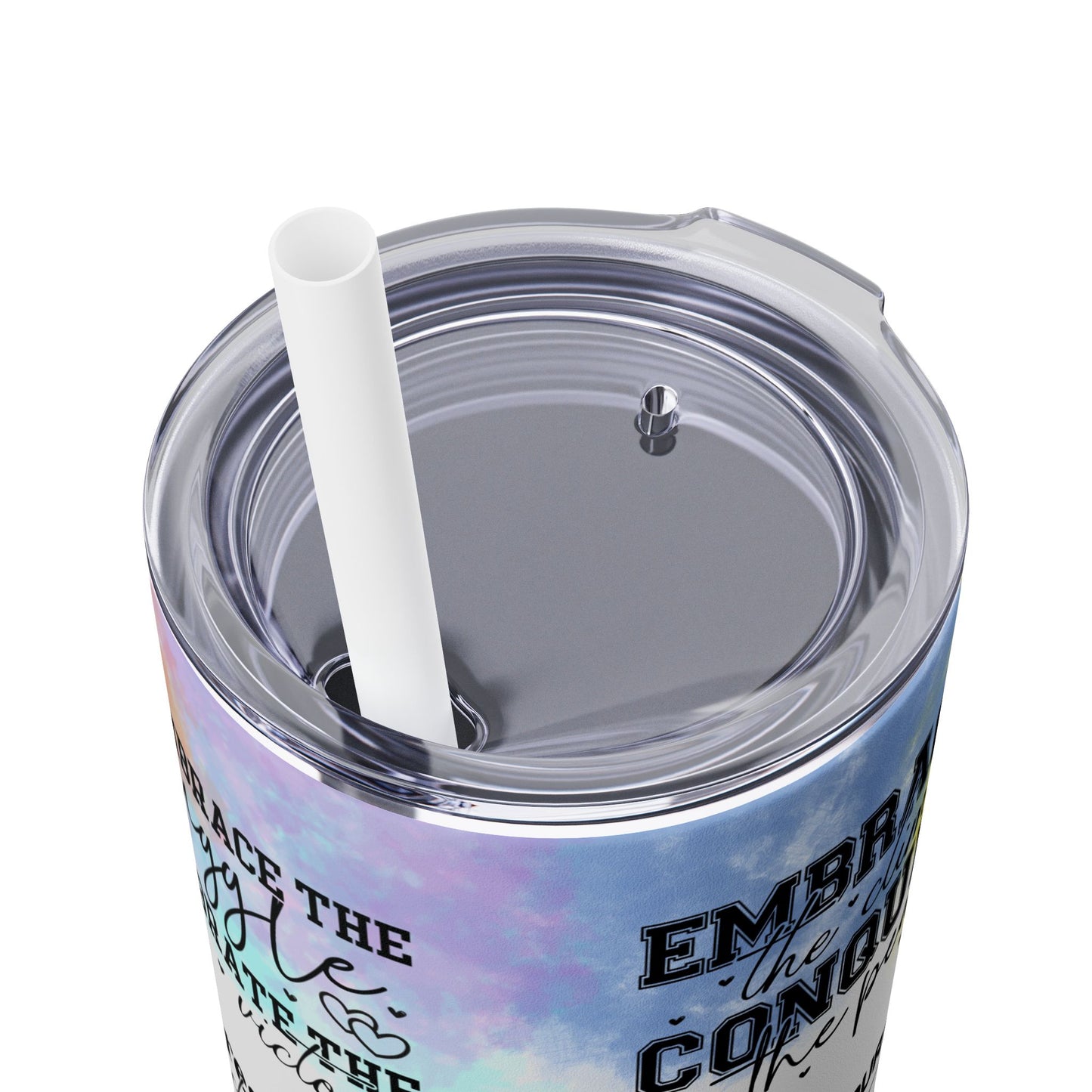Embrace the Challenge-Bohemian Art Skinny Tumbler - 20oz with Straw, Inspirational Quote
