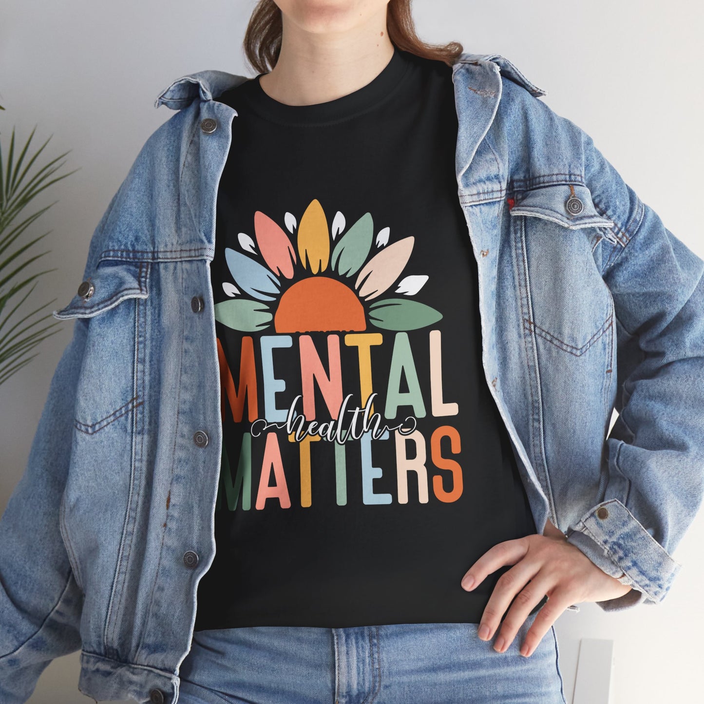 Mental Health Matters-Sunflower Design-Heavy Cotton Tee