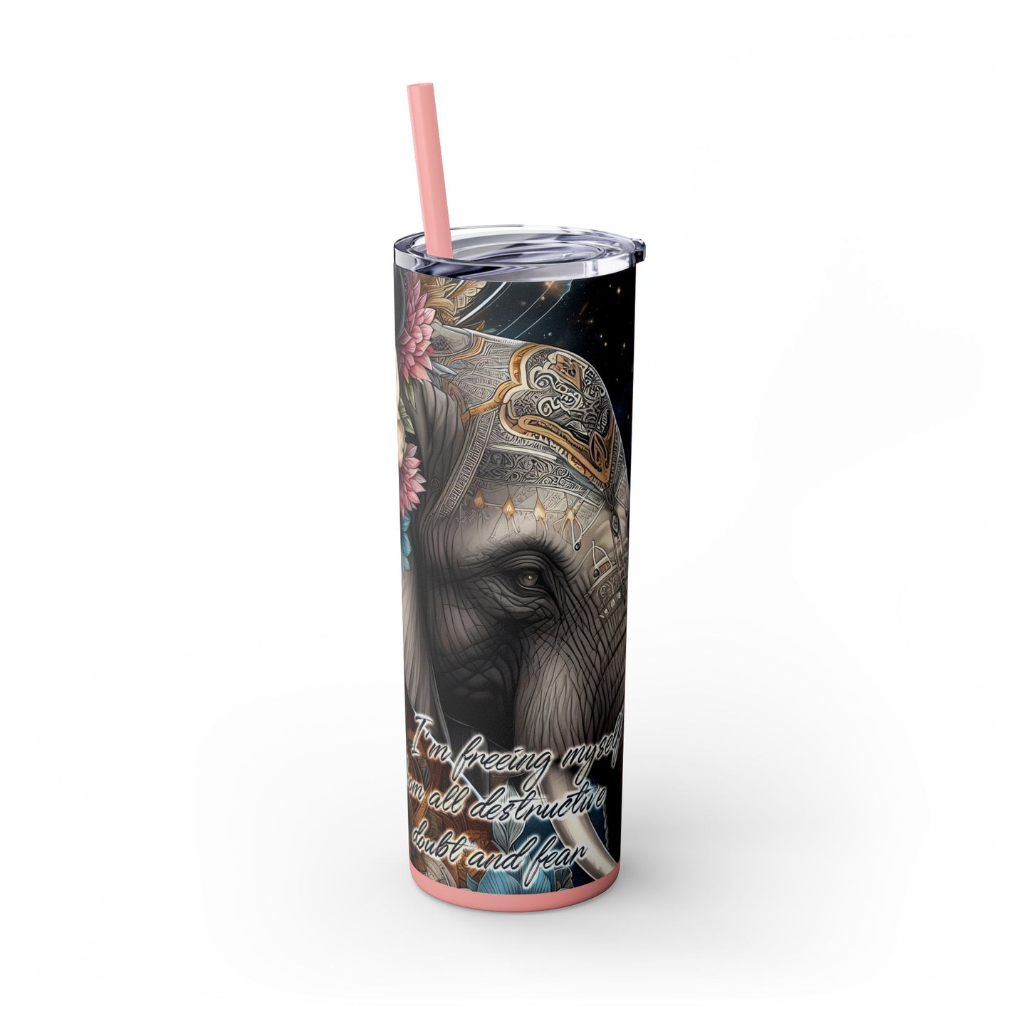 Im freeing myself from doubt and fear-Affirmation Art Skinny Tumbler - 20oz with Straw