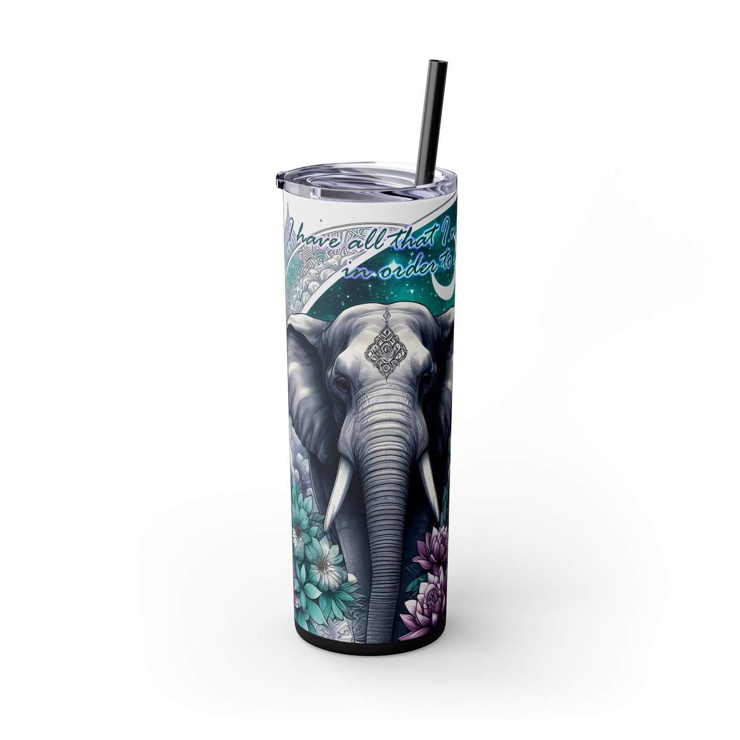I have all that i need to succeed-Affirmation Art Skinny Tumbler - 20oz with Straw