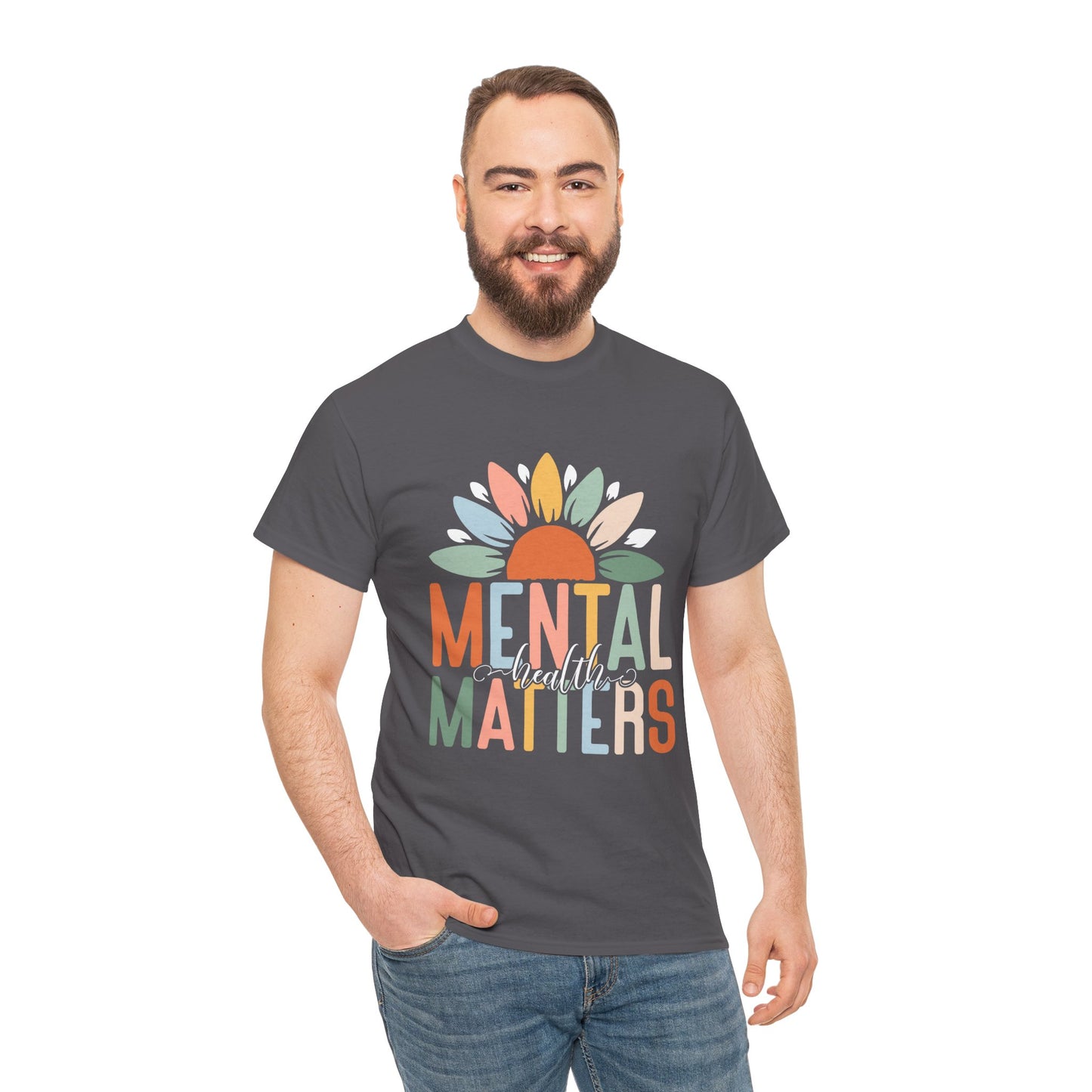 Mental Health Matters-Sunflower Design-Heavy Cotton Tee
