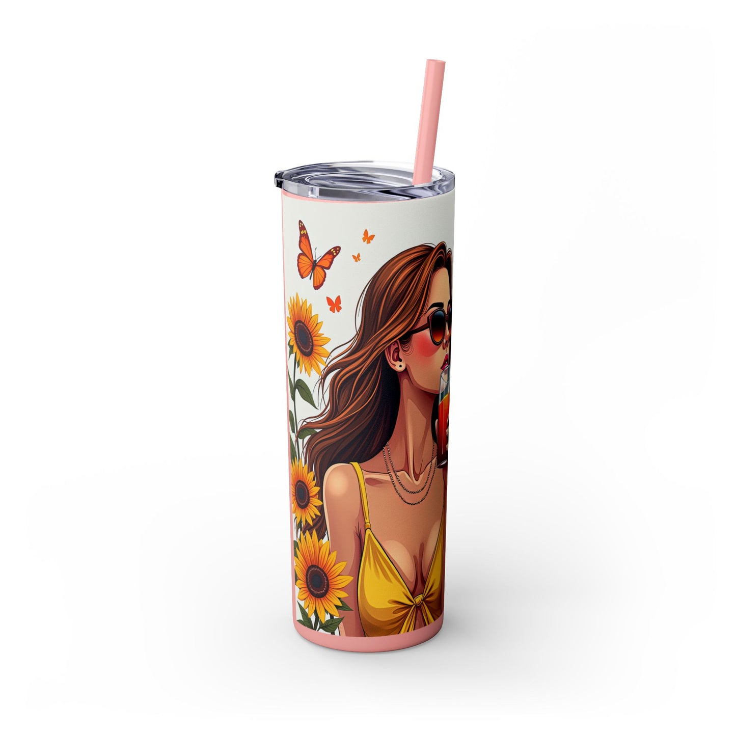 Self Love is Super Power-Bohemian Art Skinny Tumbler - 20oz with Straw, Inspirational Quote