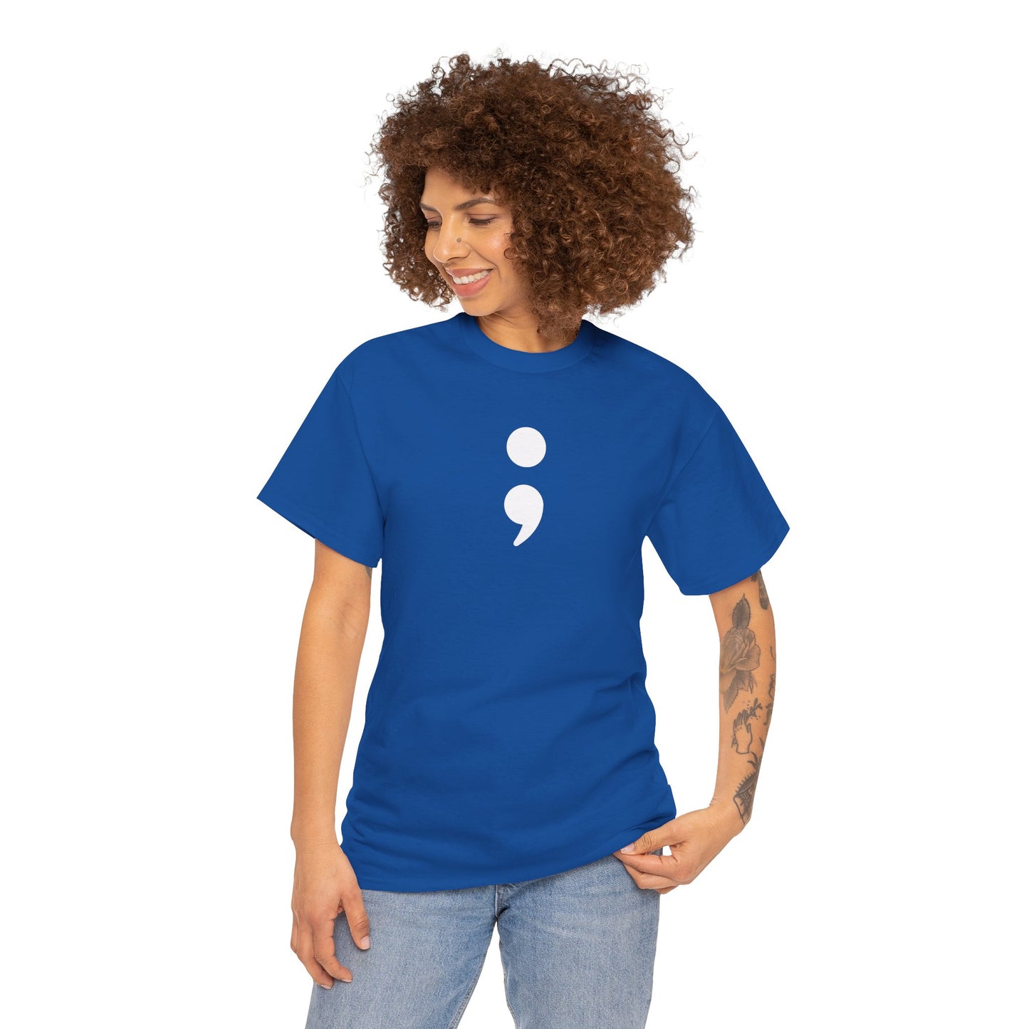 Semi Colon-Suicide Prevention Awareness-Heavy Cotton Tee