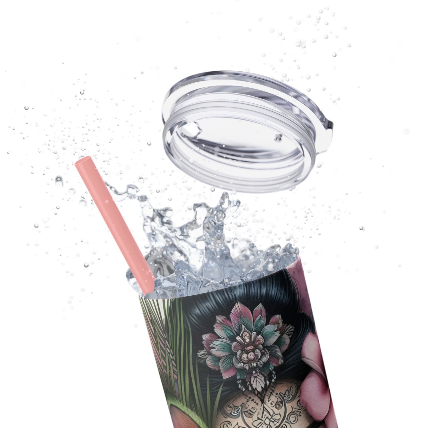 Im Thankful for thelove in my life -Affirmation Art Skinny Tumbler - 20oz with Straw