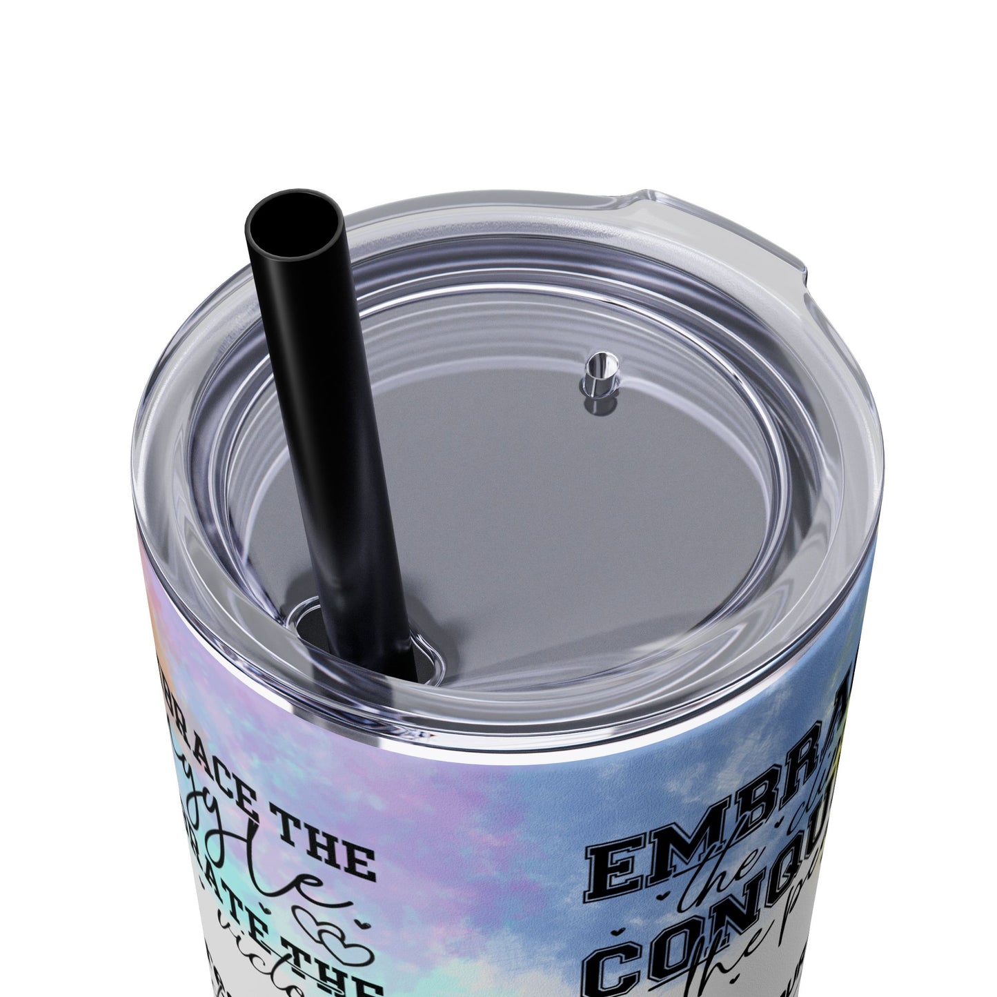 Embrace the Challenge-Bohemian Art Skinny Tumbler - 20oz with Straw, Inspirational Quote