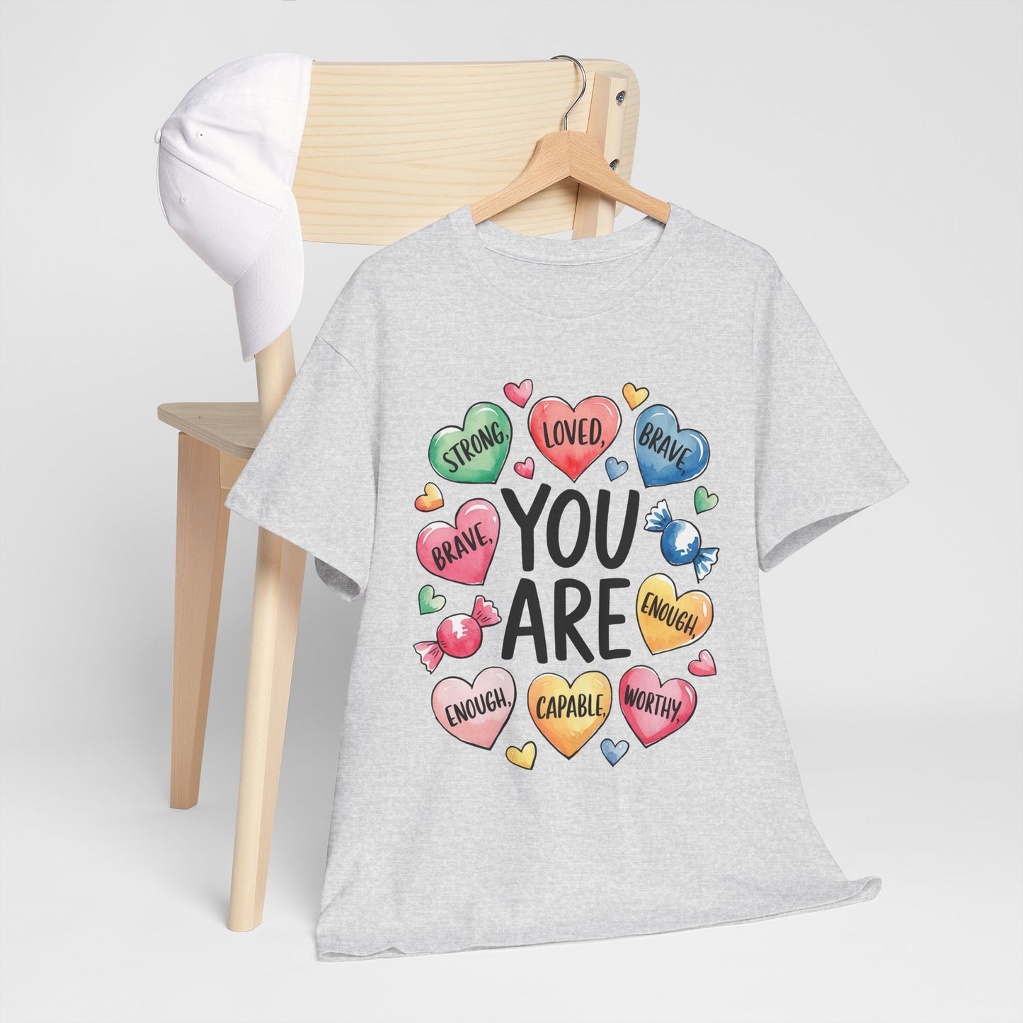 Self Love Inspirational Unisex Heavy Cotton Tee-You are Loved, Strong, Enough
