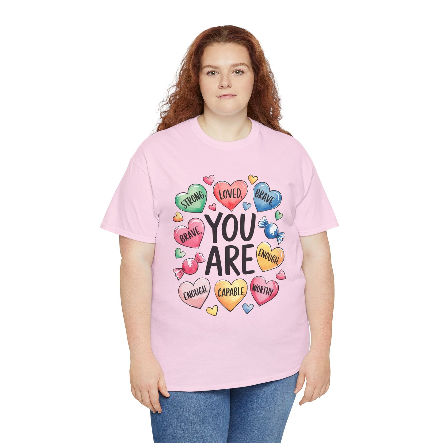 Self Love Inspirational Unisex Heavy Cotton Tee-You are Loved, Strong, Enough