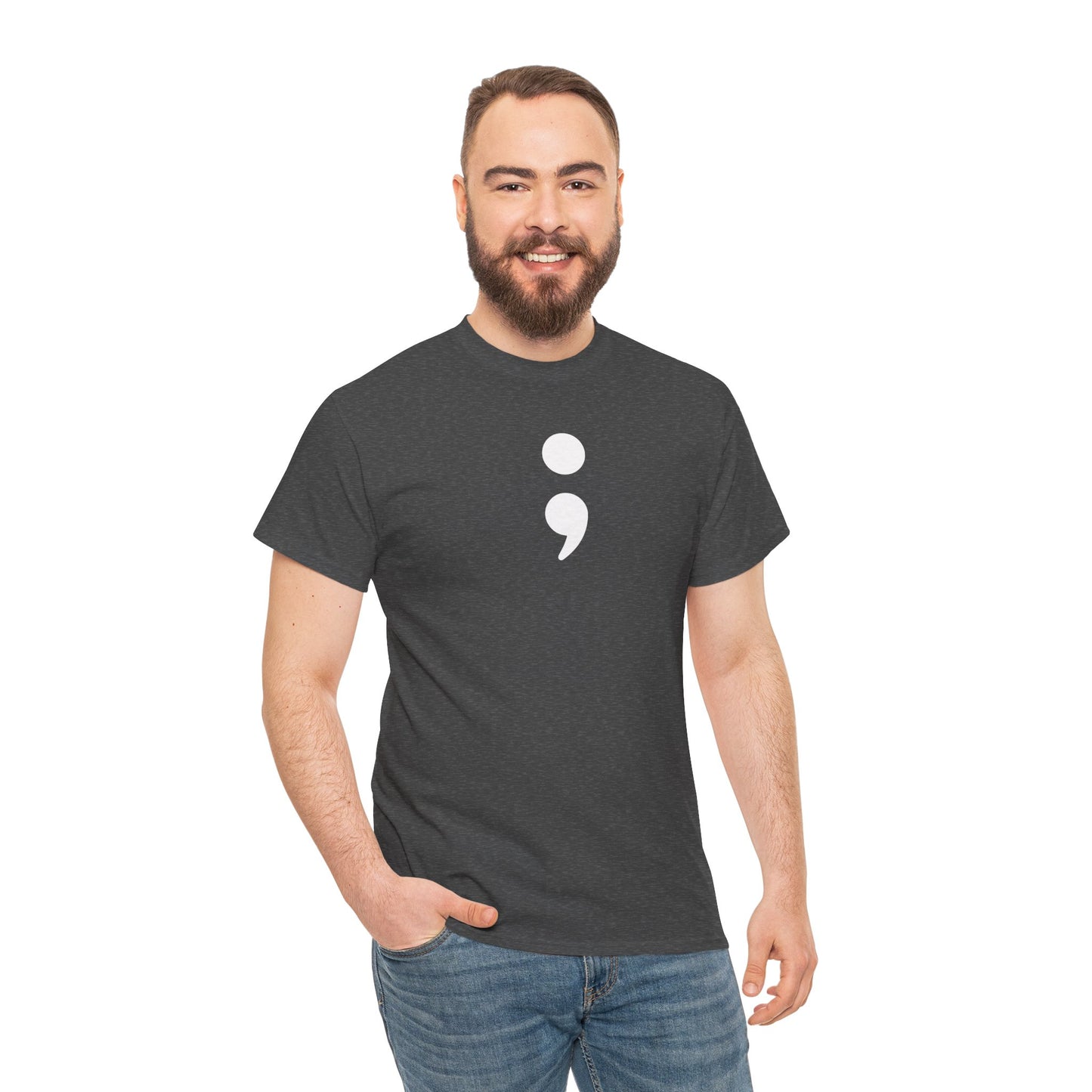 Semi Colon-Suicide Prevention Awareness-Heavy Cotton Tee