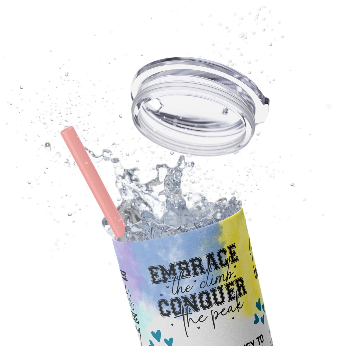 Embrace the Challenge-Bohemian Art Skinny Tumbler - 20oz with Straw, Inspirational Quote