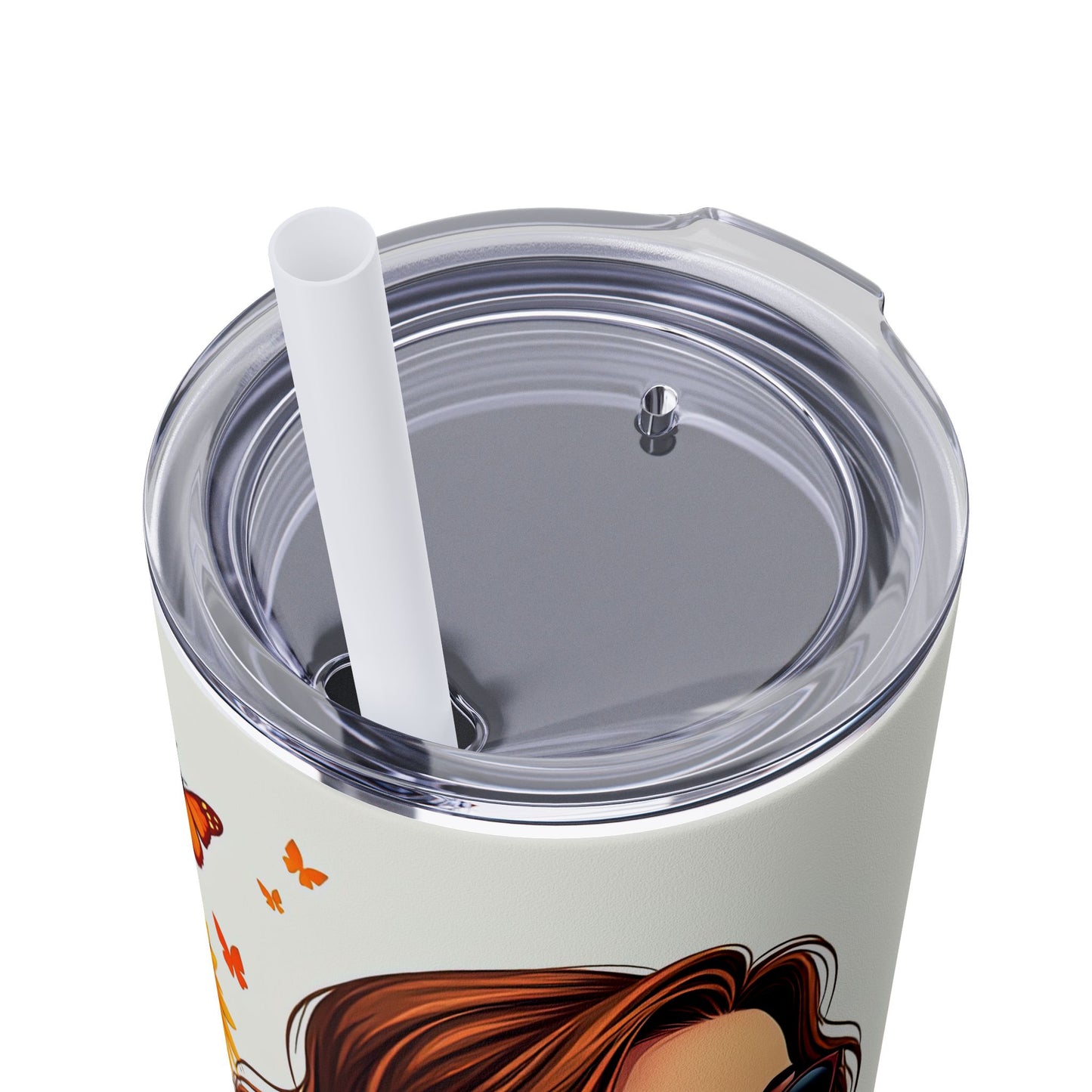 Self Love is Super Power-Bohemian Art Skinny Tumbler - 20oz with Straw, Inspirational Quote