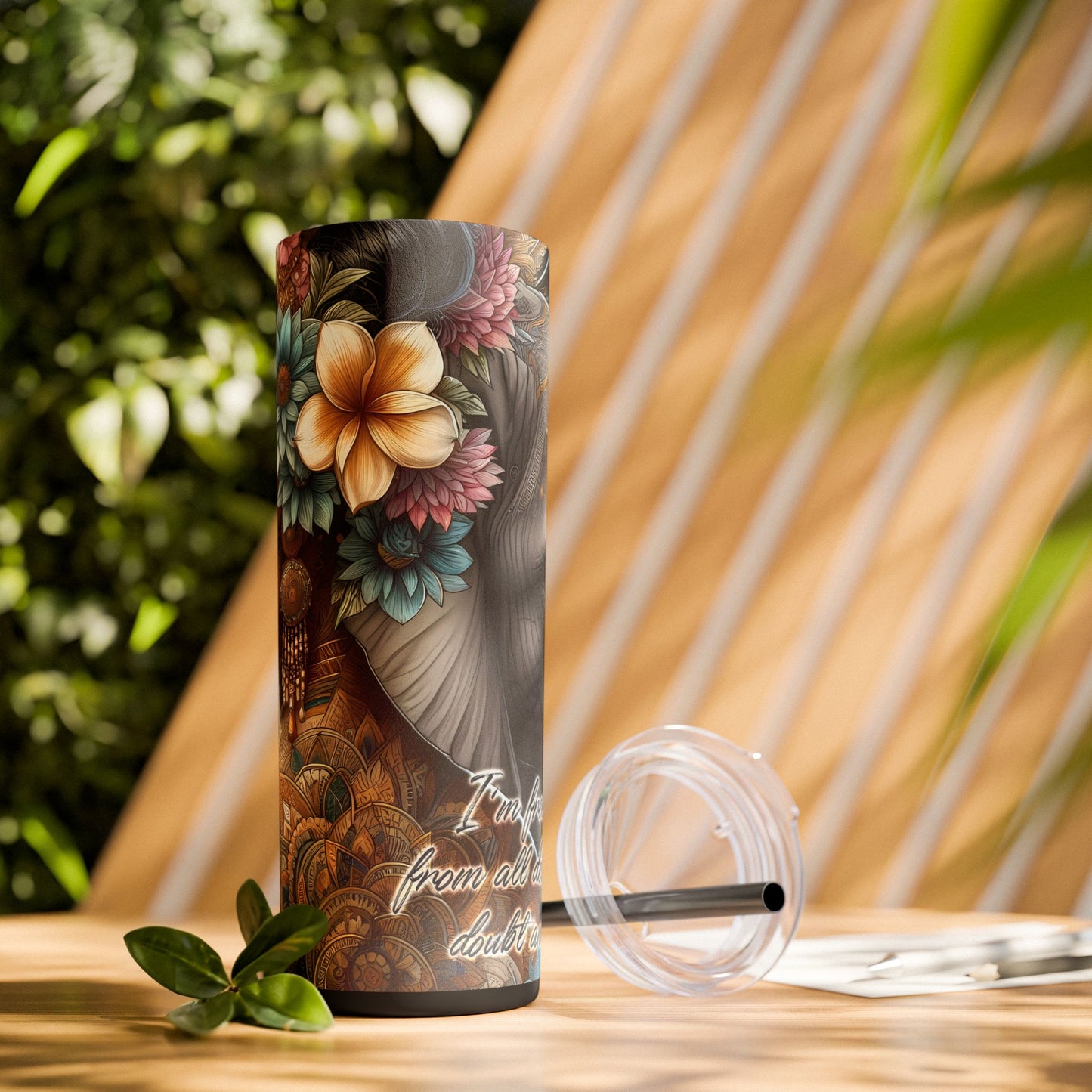 Im freeing myself from doubt and fear-Affirmation Art Skinny Tumbler - 20oz with Straw