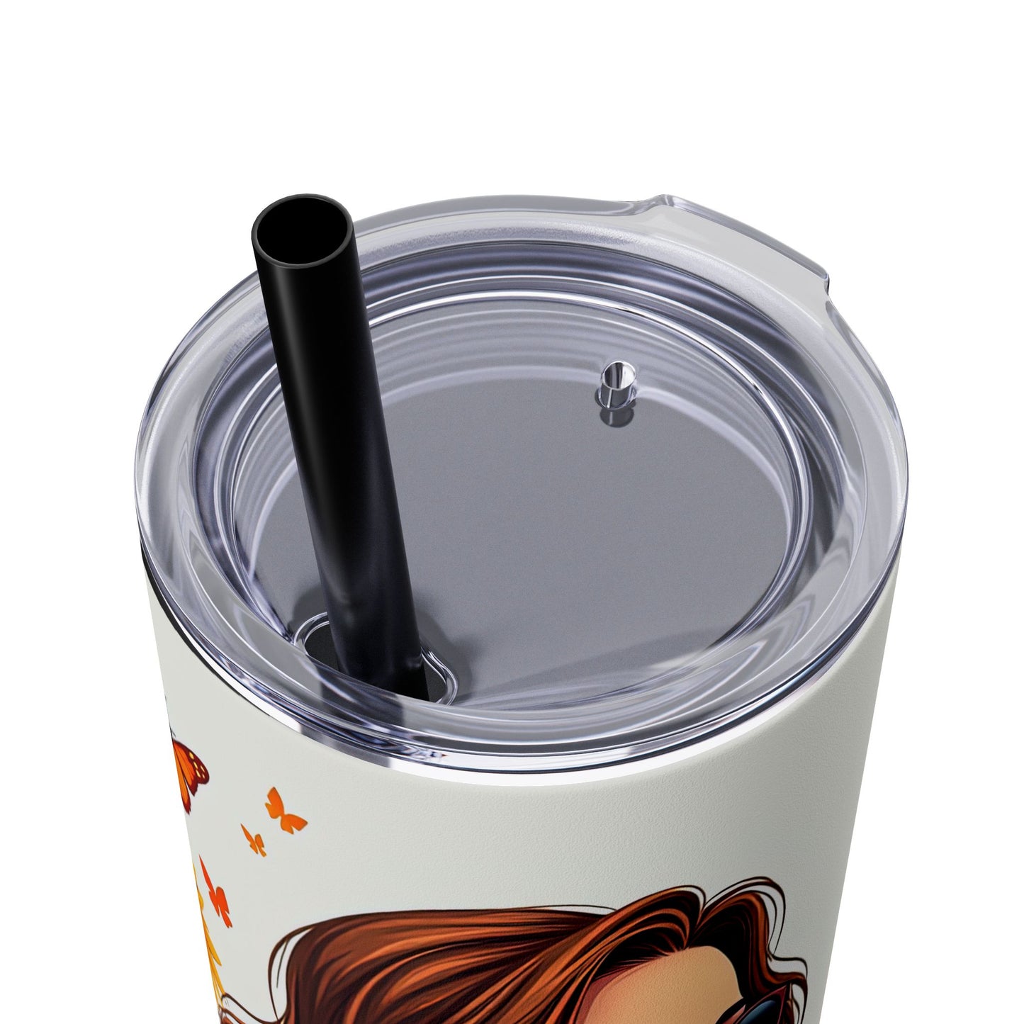 Self Love is Super Power-Bohemian Art Skinny Tumbler - 20oz with Straw, Inspirational Quote