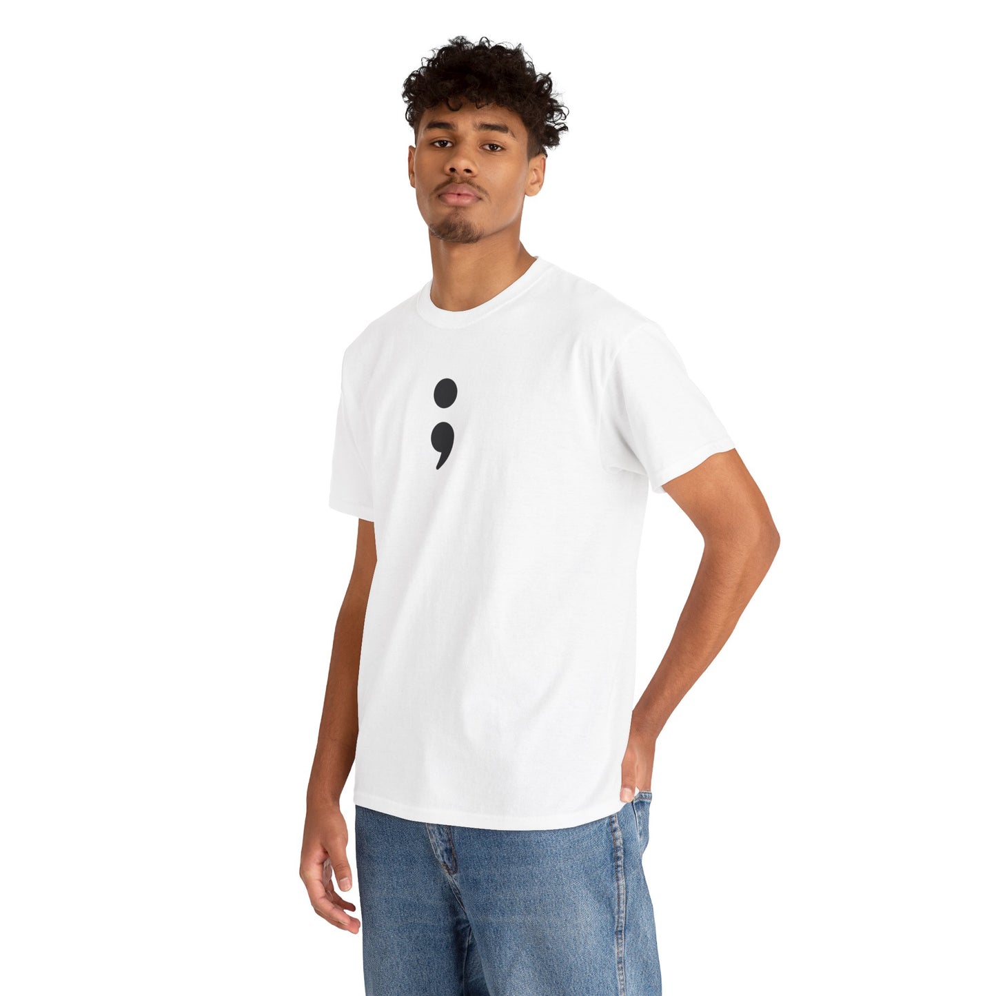 Semi Colon-Suicide Prevention Awareness-Heavy Cotton Tee
