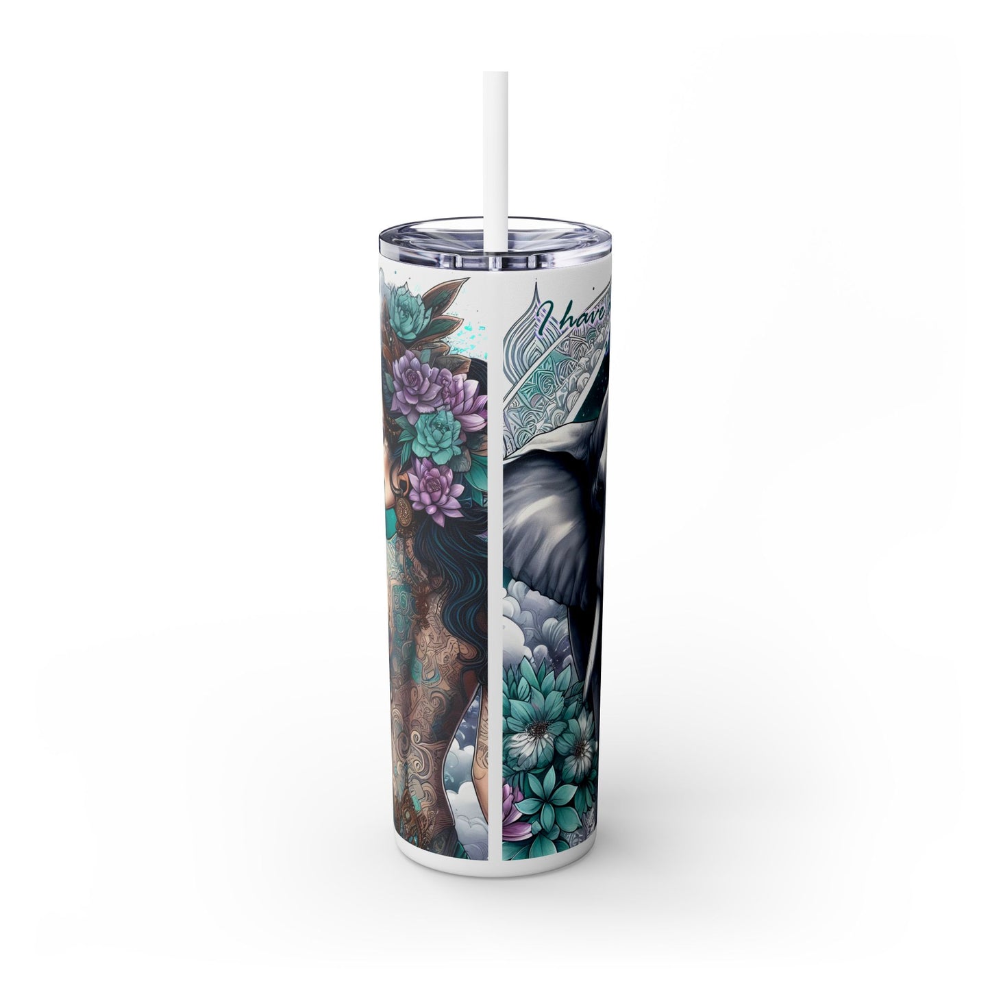 I have all that i need to succeed-Affirmation Art Skinny Tumbler - 20oz with Straw