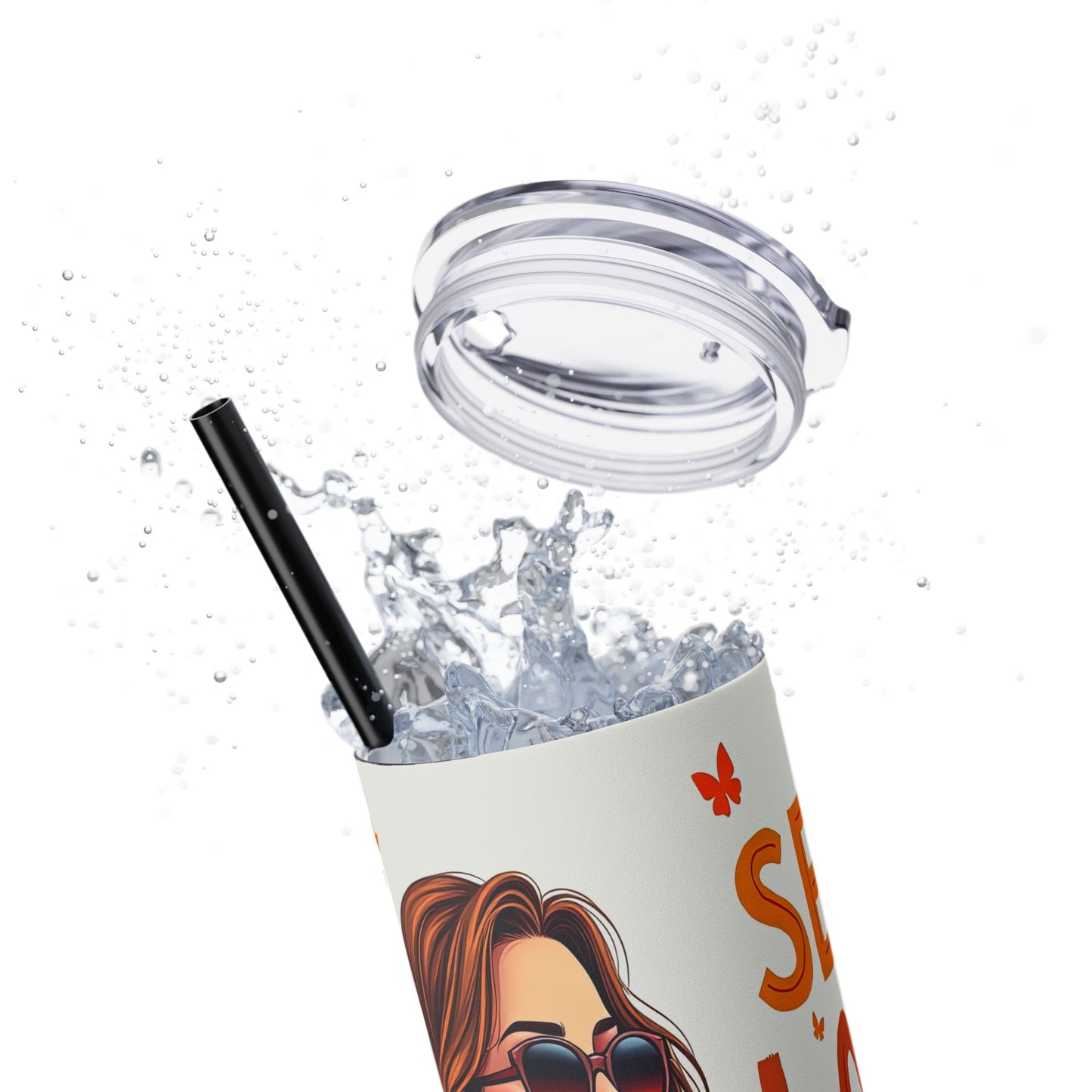 Self Love is Super Power-Bohemian Art Skinny Tumbler - 20oz with Straw, Inspirational Quote