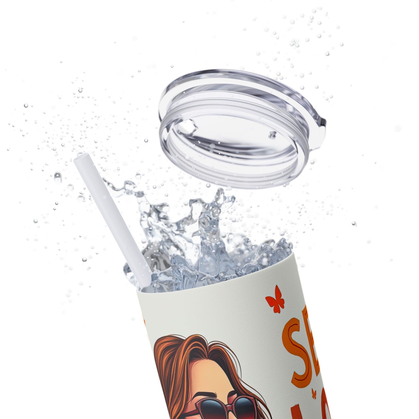 Self Love is Super Power-Bohemian Art Skinny Tumbler - 20oz with Straw, Inspirational Quote
