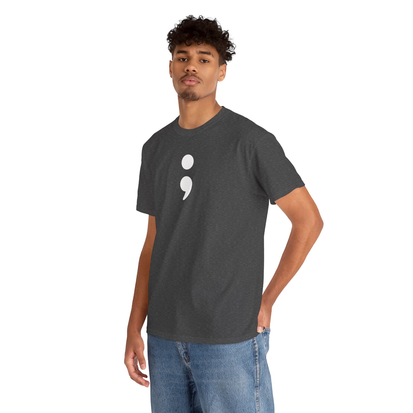 Semi Colon-Suicide Prevention Awareness-Heavy Cotton Tee