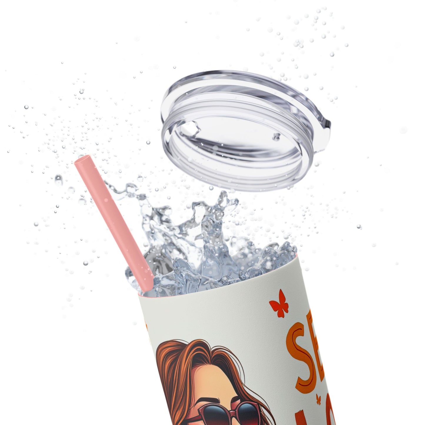 Self Love is Super Power-Bohemian Art Skinny Tumbler - 20oz with Straw, Inspirational Quote