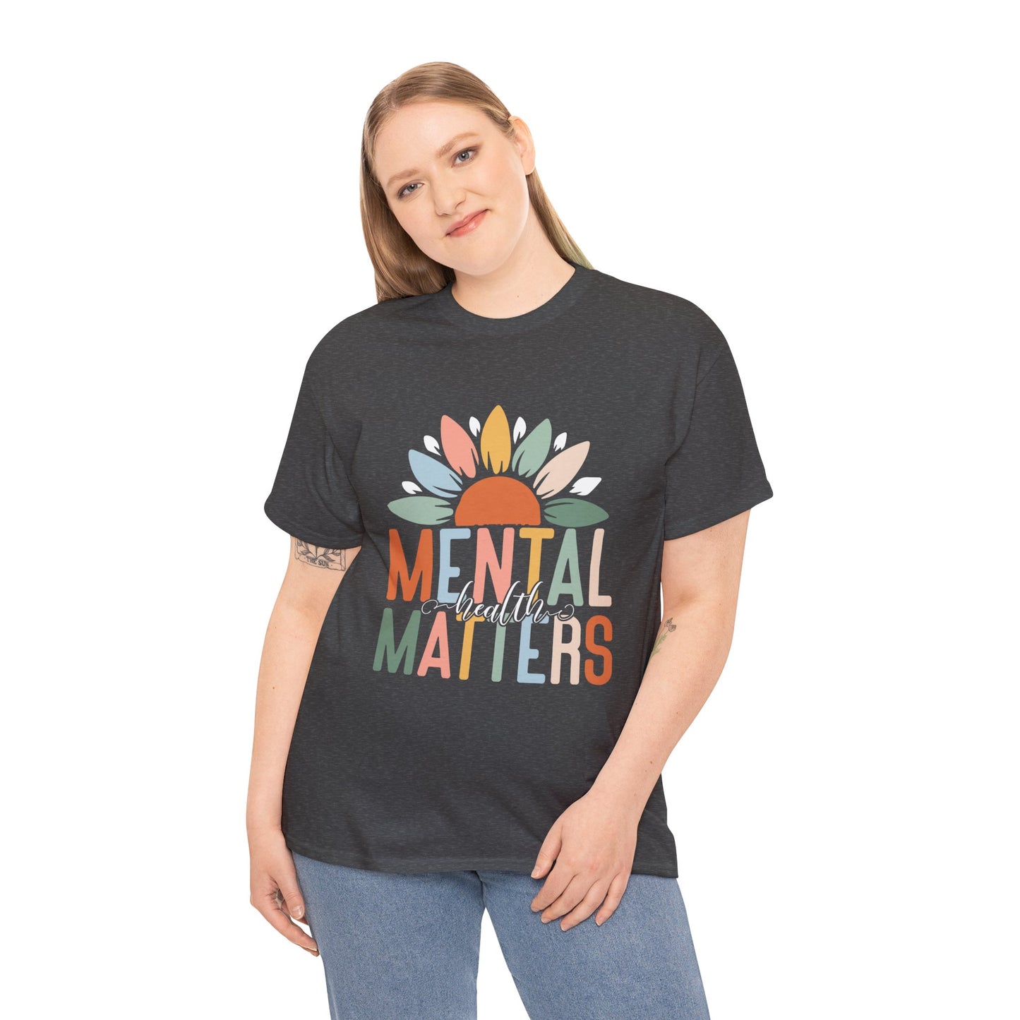 Mental Health Matters-Sunflower Design-Heavy Cotton Tee