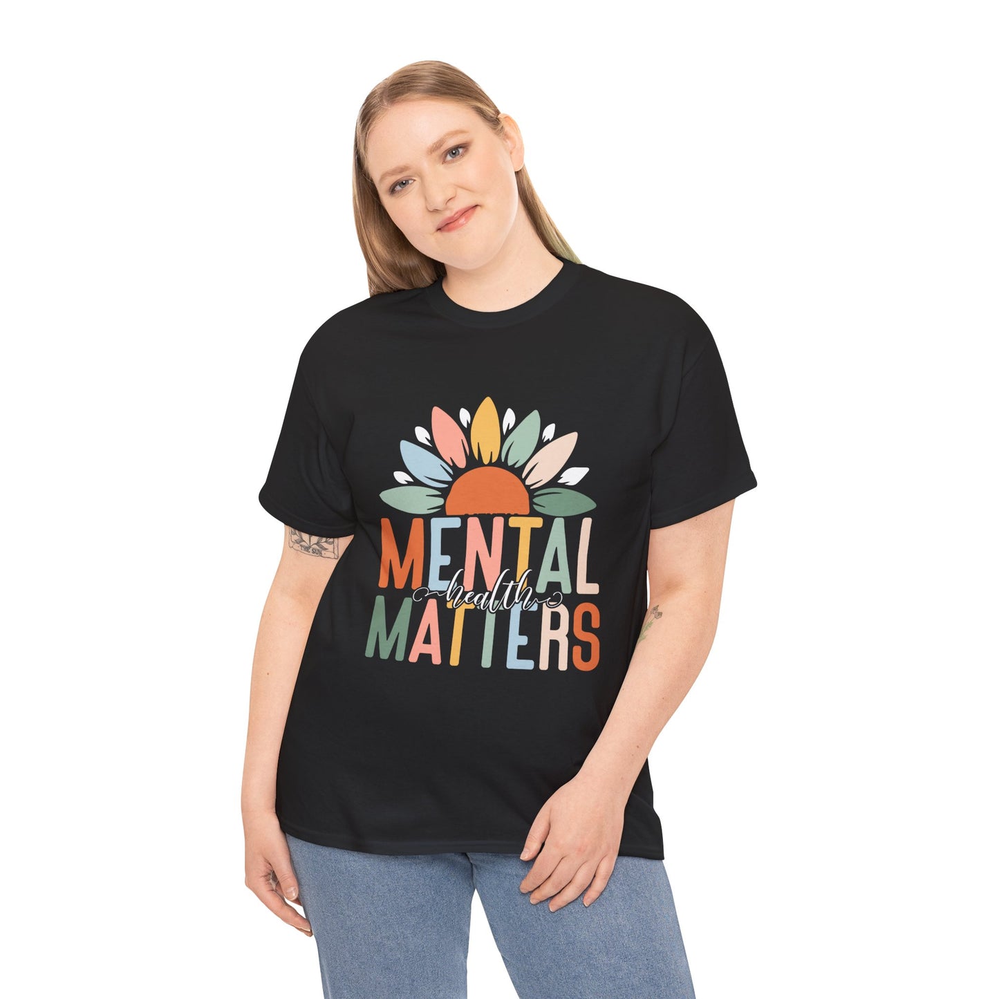 Mental Health Matters-Sunflower Design-Heavy Cotton Tee