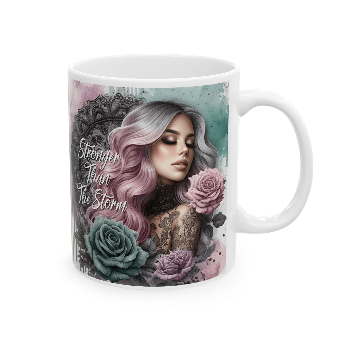 Stronger than the storm Affirmations Mug, (11oz, 15oz)