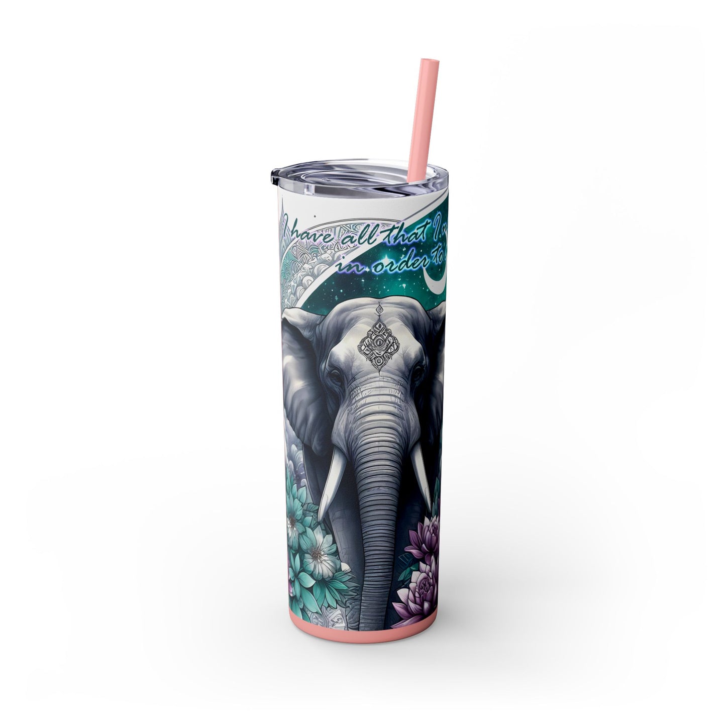I have all that i need to succeed-Affirmation Art Skinny Tumbler - 20oz with Straw