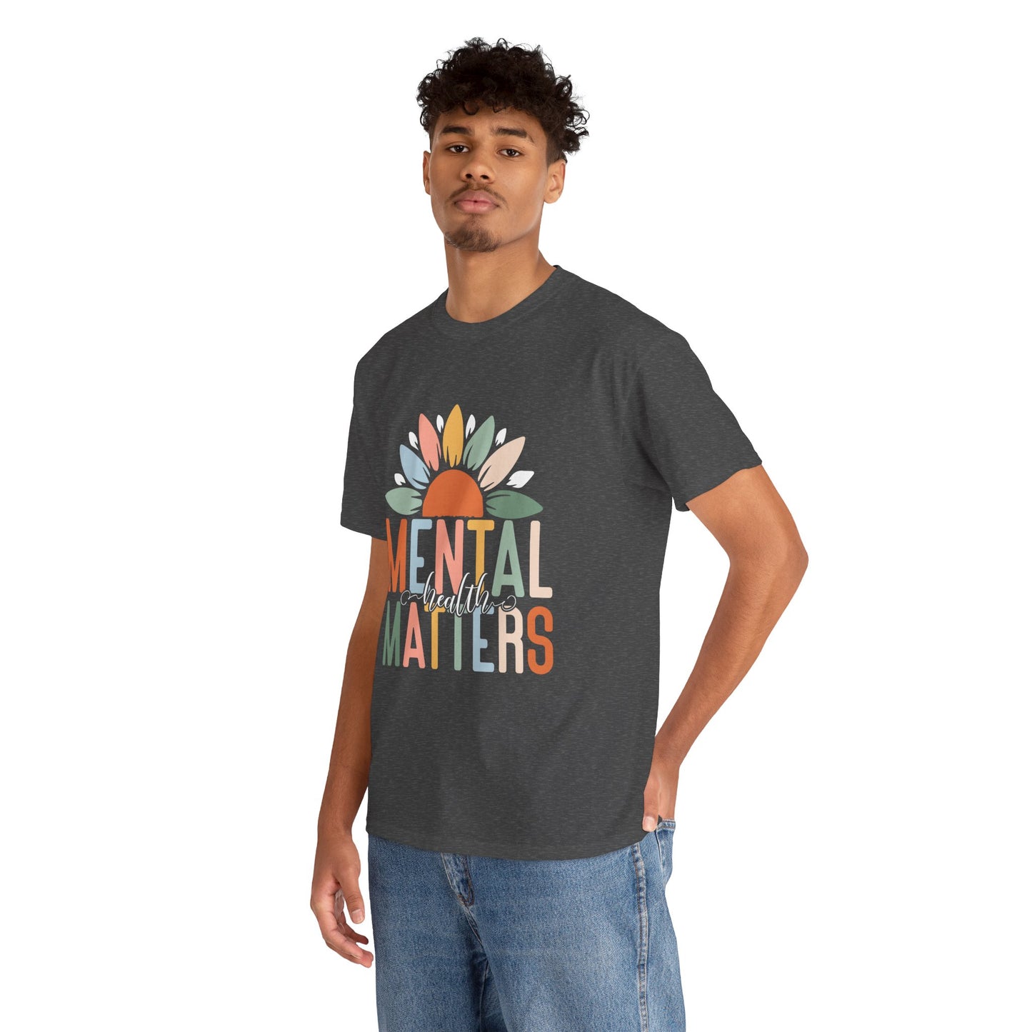 Mental Health Matters-Sunflower Design-Heavy Cotton Tee