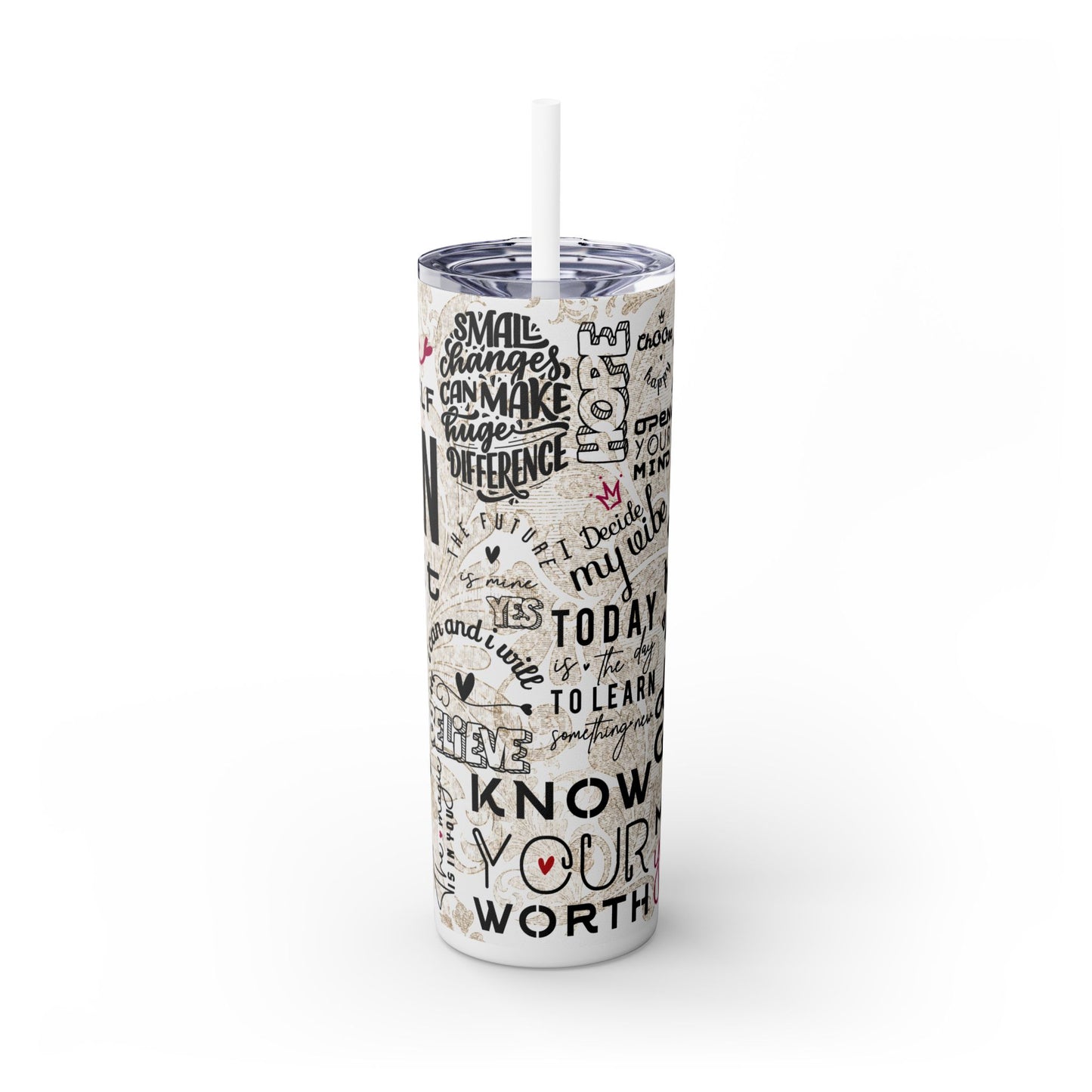 I Can Do It- Self Love Skinny Tumbler with Straw, 20oz