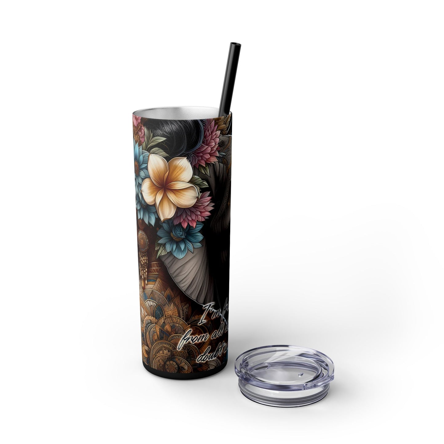 Im freeing myself from doubt and fear-Affirmation Art Skinny Tumbler - 20oz with Straw